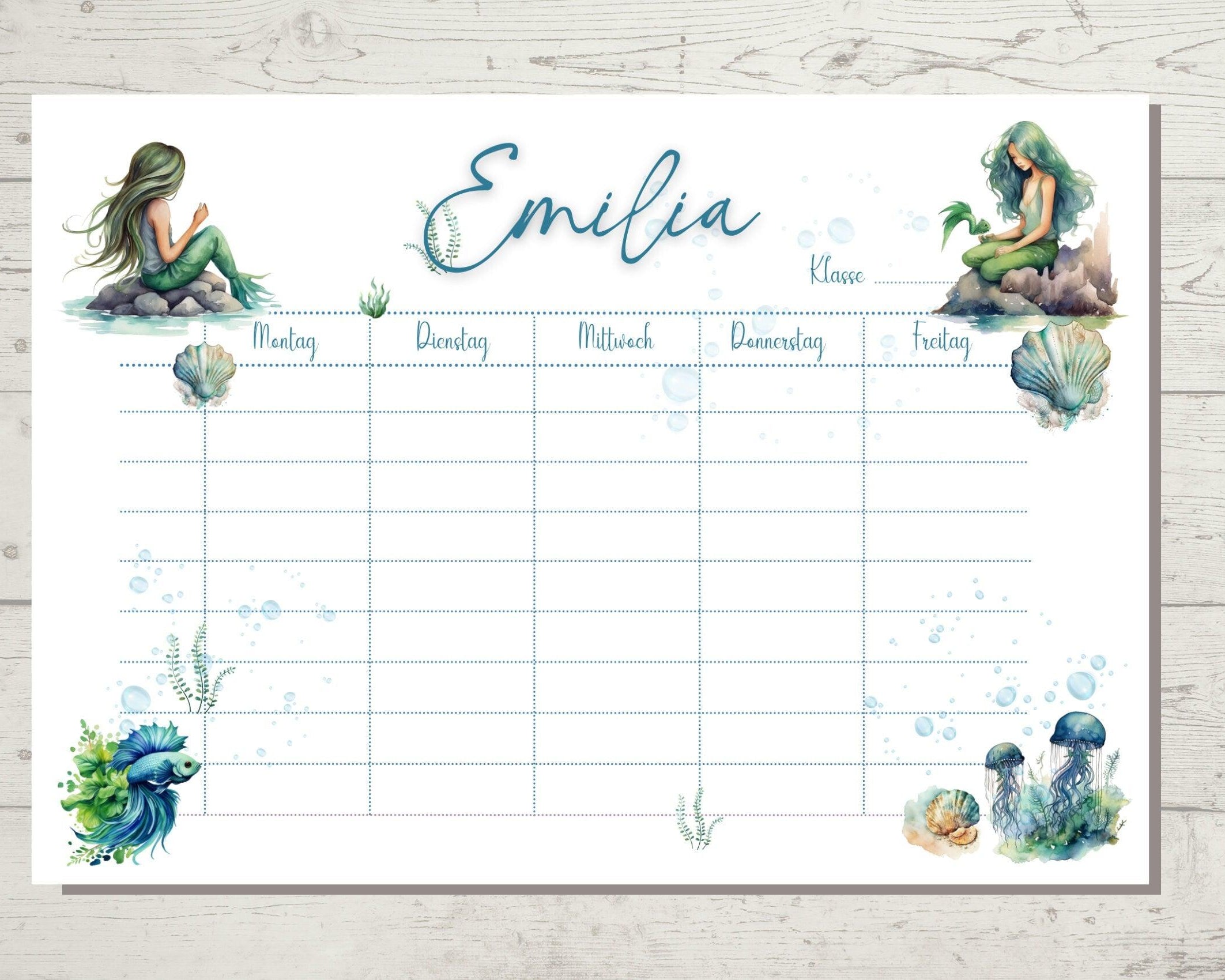Stundenplan | personalisiert | Meerjungfrau - Roo's Gift Shop