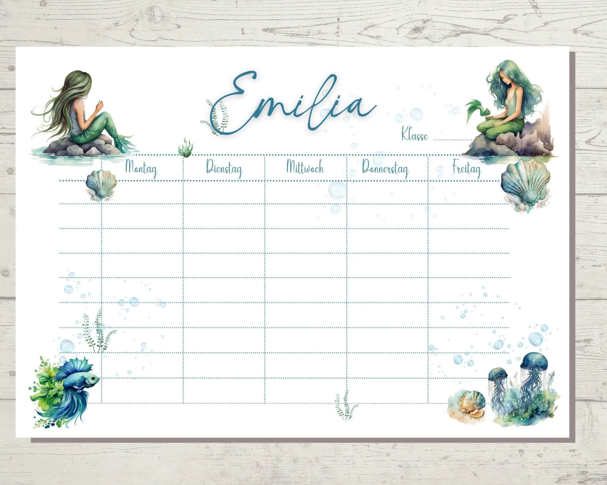 Stundenplan | personalisiert | Meerjungfrau - Roo's Gift Shop