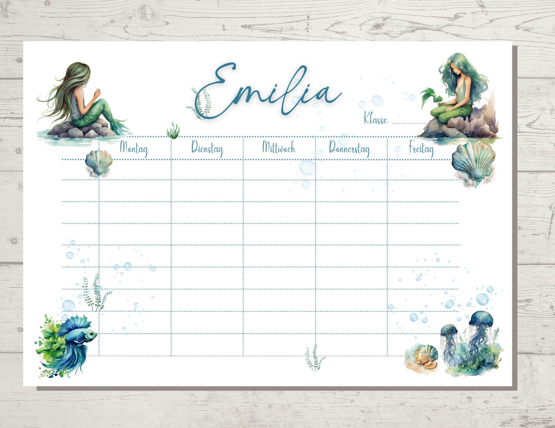 Stundenplan | personalisiert | Meerjungfrau - Roo's Gift Shop
