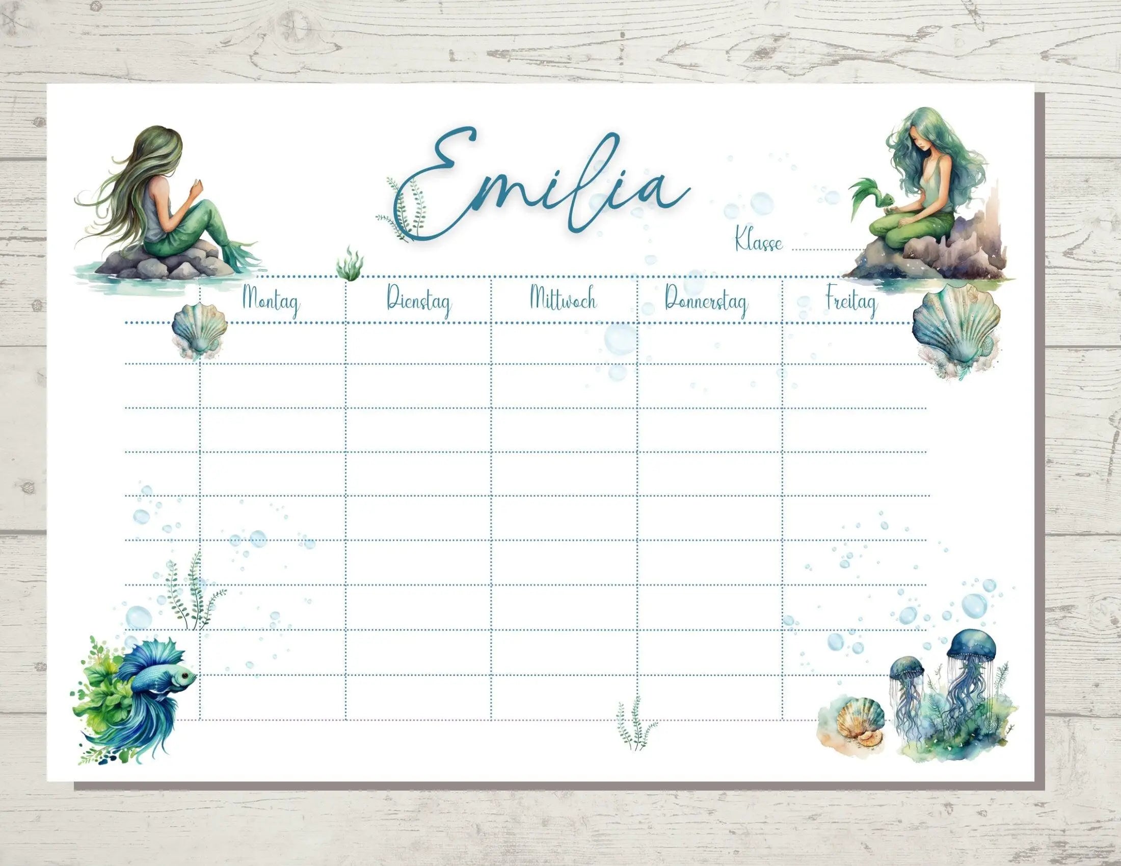 Stundenplan | personalisiert | Meerjungfrau - Roo's Gift Shop