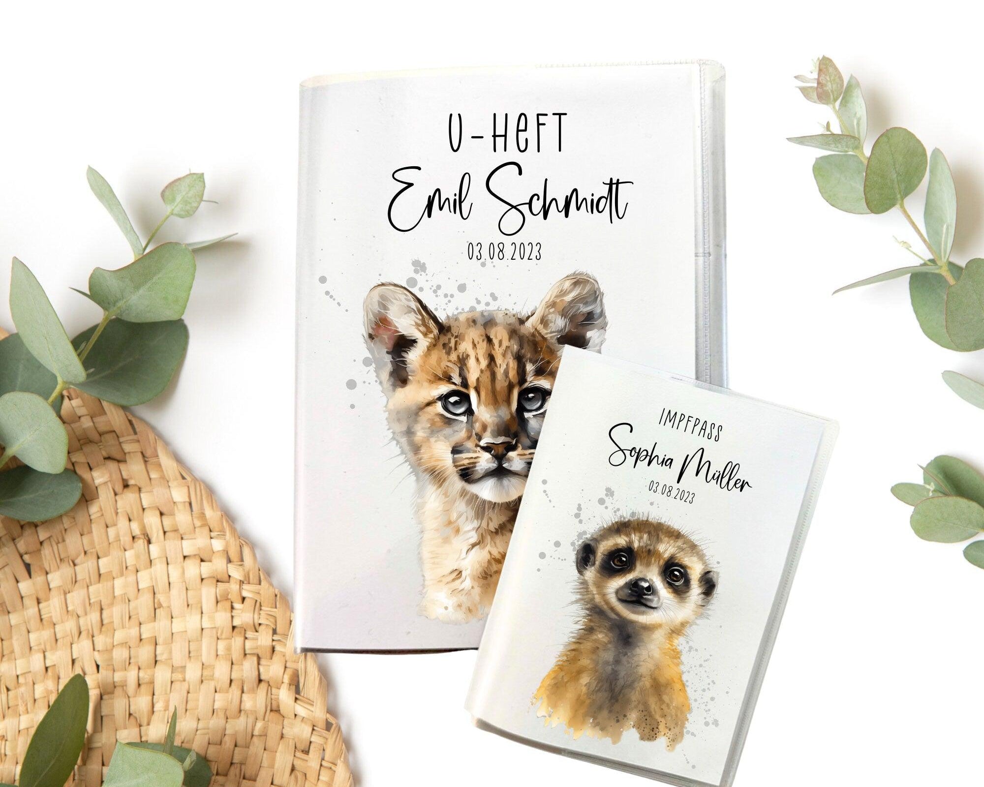 U-Heft und Impfpass Hülle | personalisiert mit Namen | Tiermotive - Roo's Gift Shop
