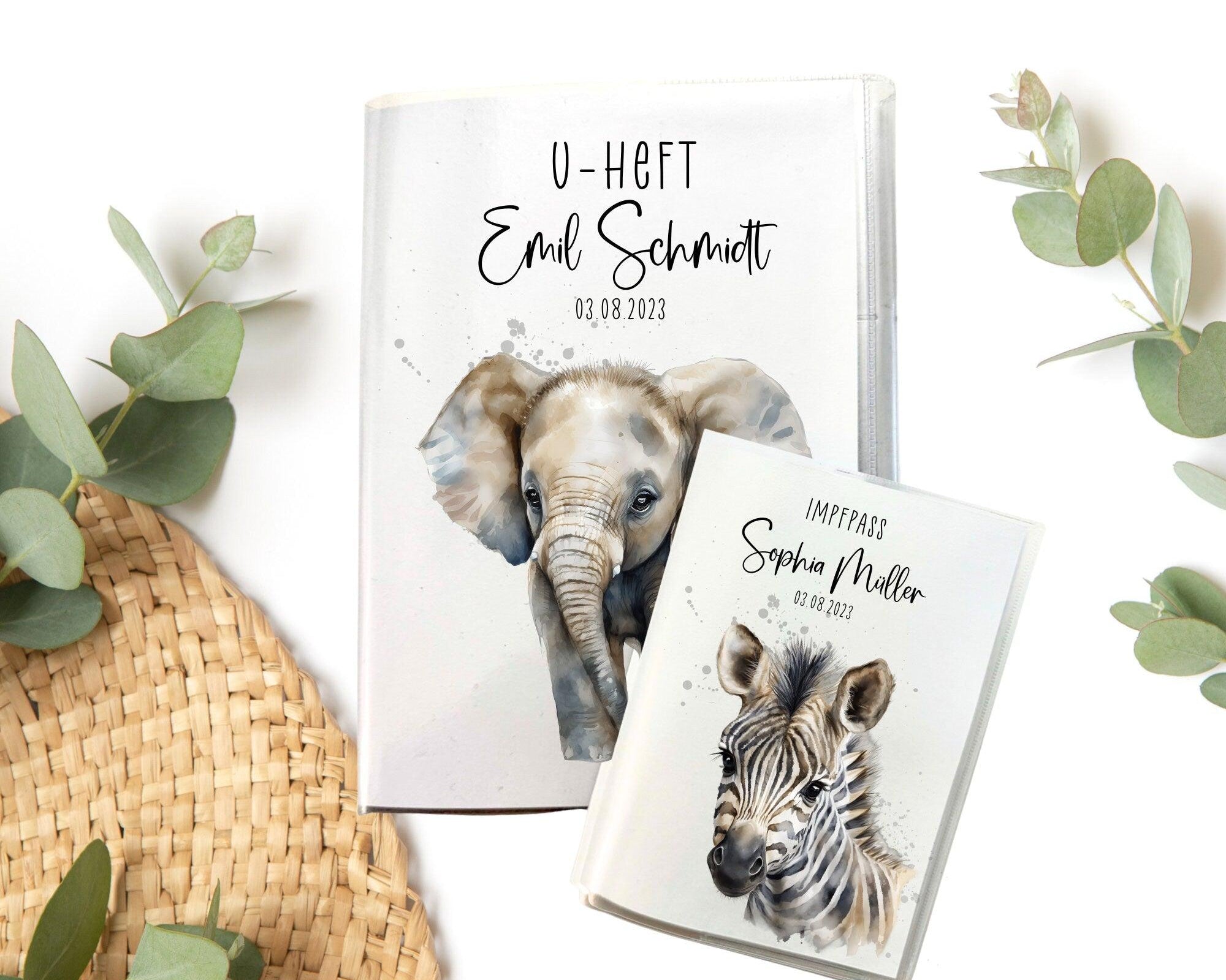 U-Heft und Impfpass Hülle | personalisiert mit Namen | Tiermotive - Roo's Gift Shop