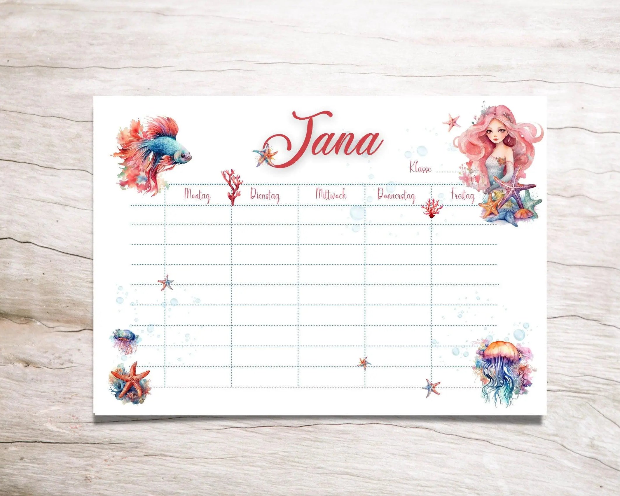 Stundenplan | personalisiert | Meerjungfrau - Roo's Gift Shop