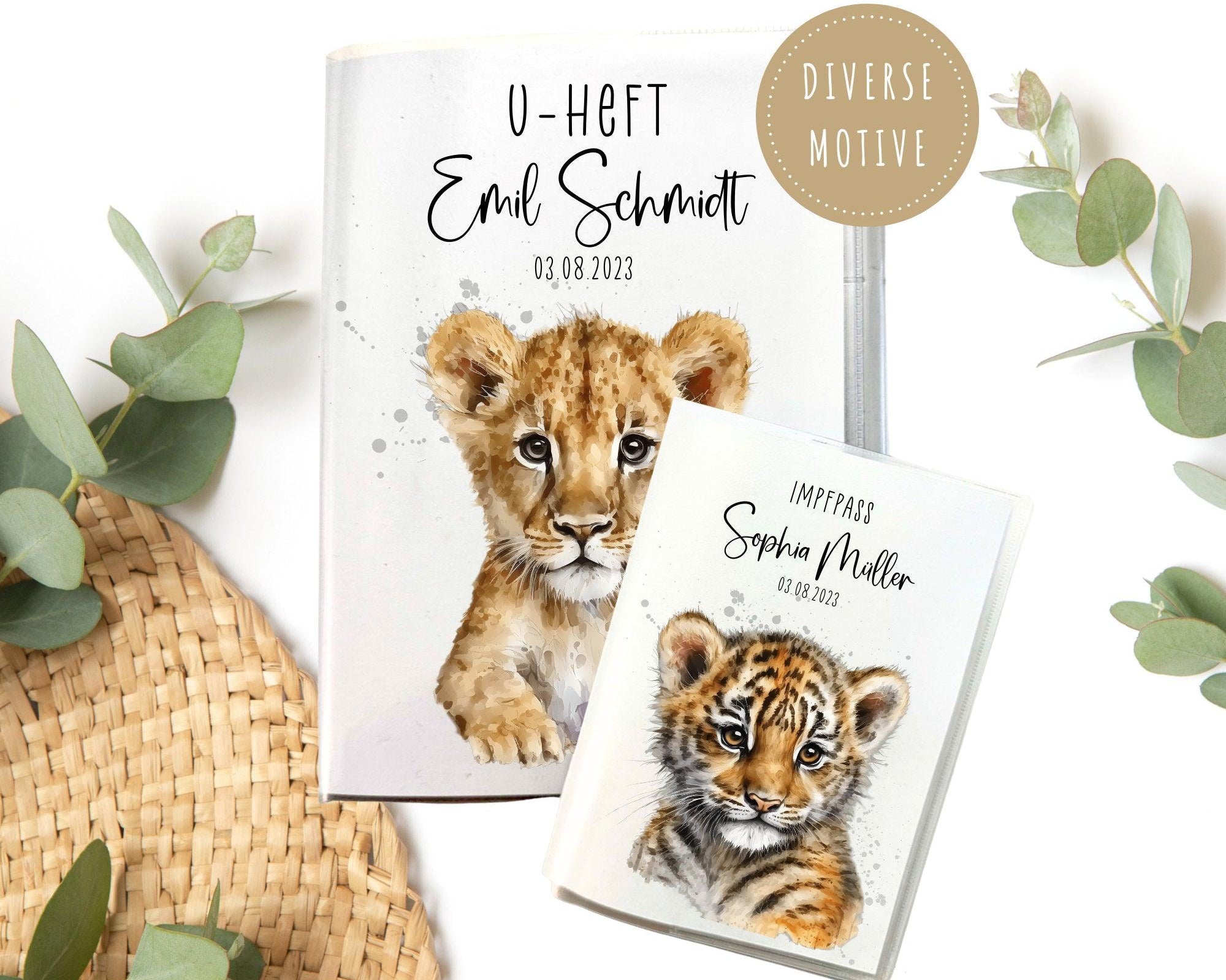 U-Heft und Impfpass Hülle | personalisiert mit Namen | Tiermotive - Roo's Gift Shop