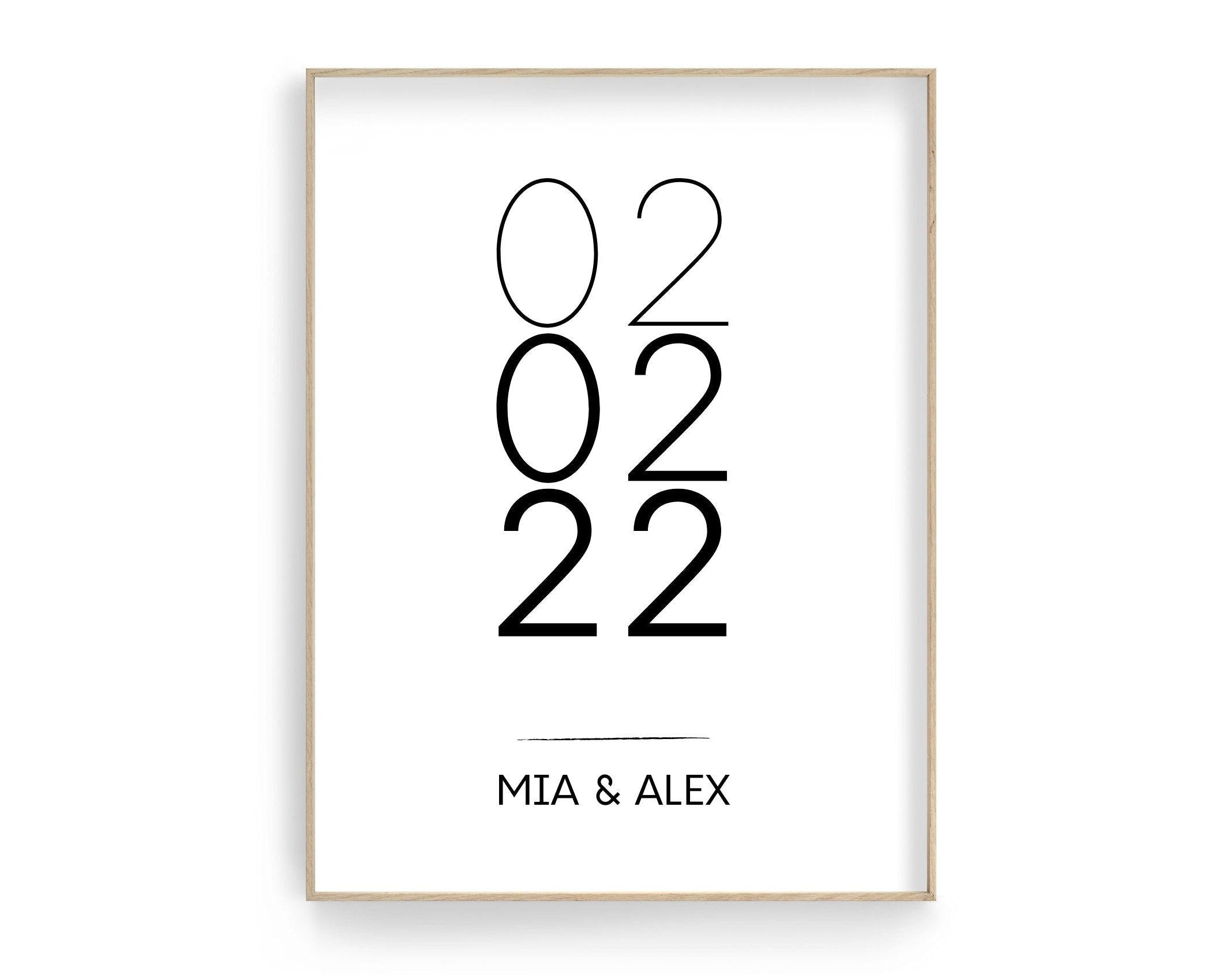 Poster Hochzeit | Personalisierung | Namen & Termin - Roo's Gift Shop