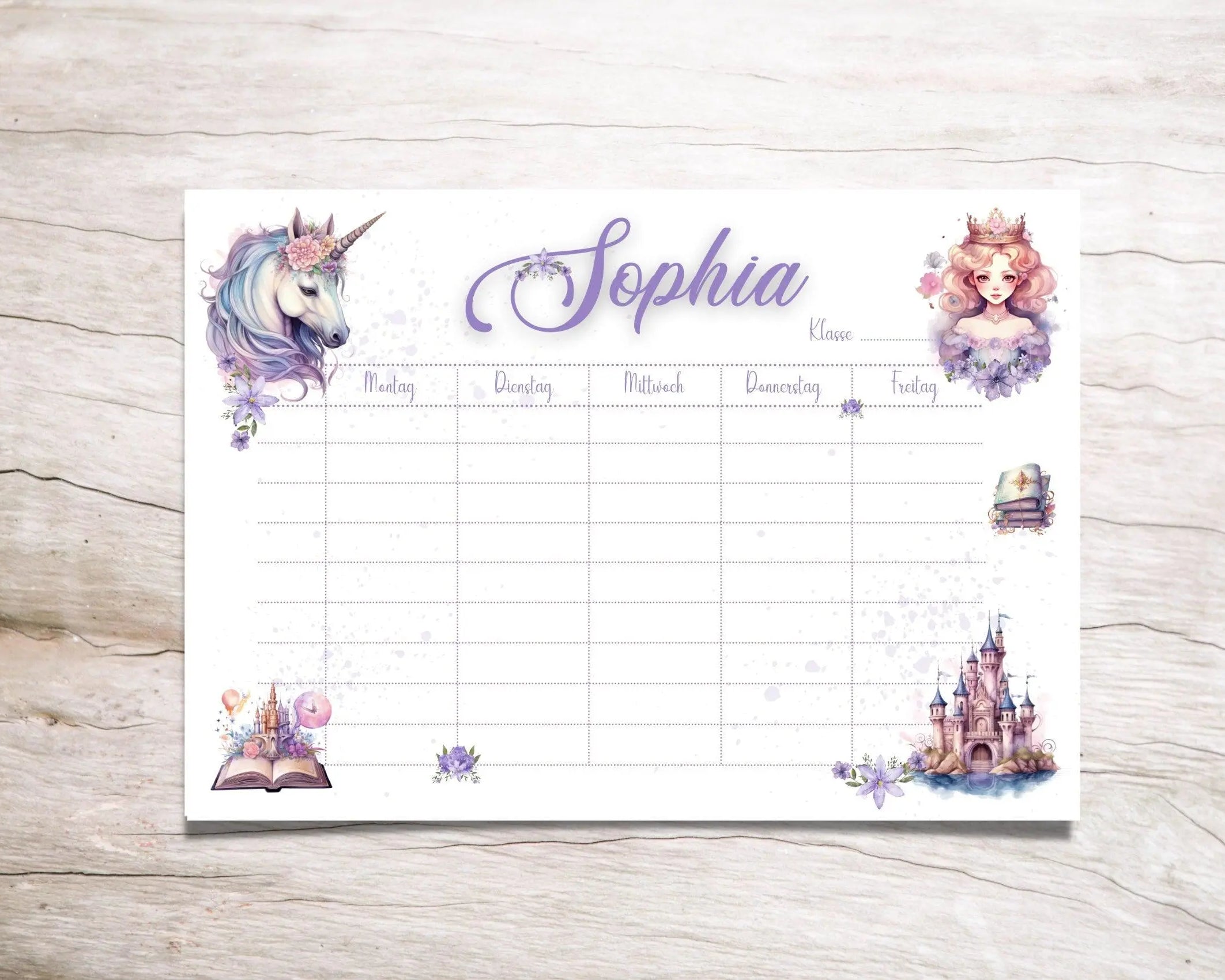 Stundenplan | personalisiert | Einhorn rosa - Roo's Gift Shop