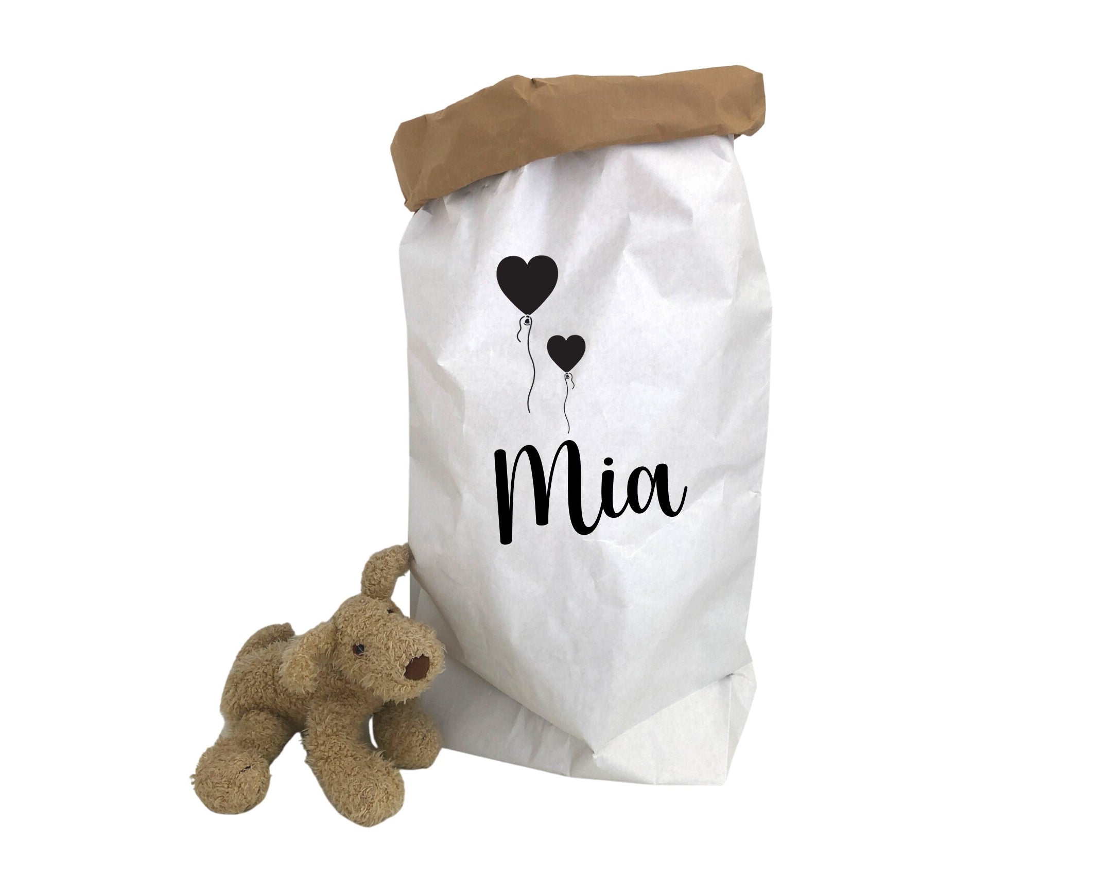 Großer Papiersack Kraftpapier | Aufbewahrung | Utensilo | Spielzeug Deko für Kinderzimmer | personalisiert | Name Kind