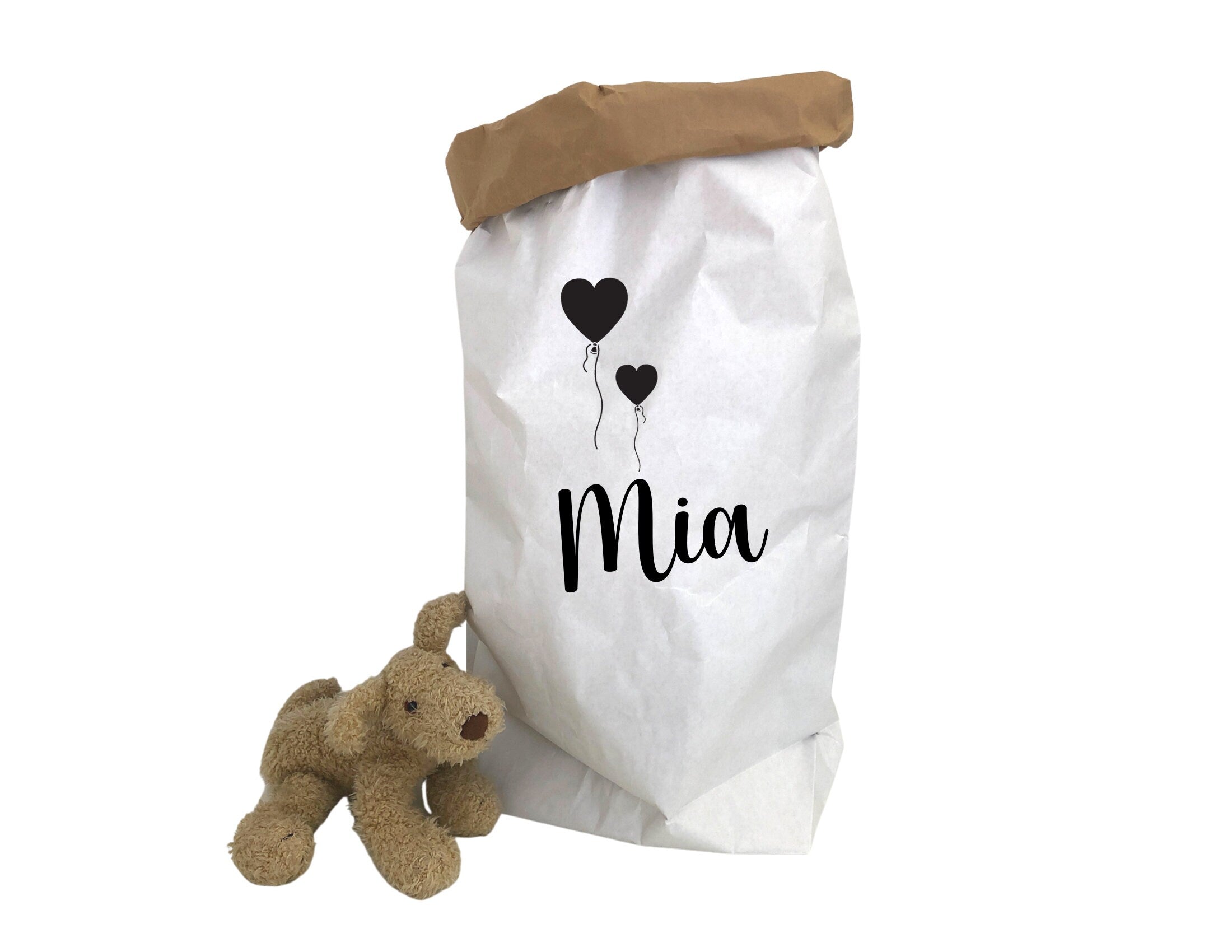 Großer Papiersack Kraftpapier | Aufbewahrung | Utensilo | Spielzeug Deko für Kinderzimmer | personalisiert | Name Kind
