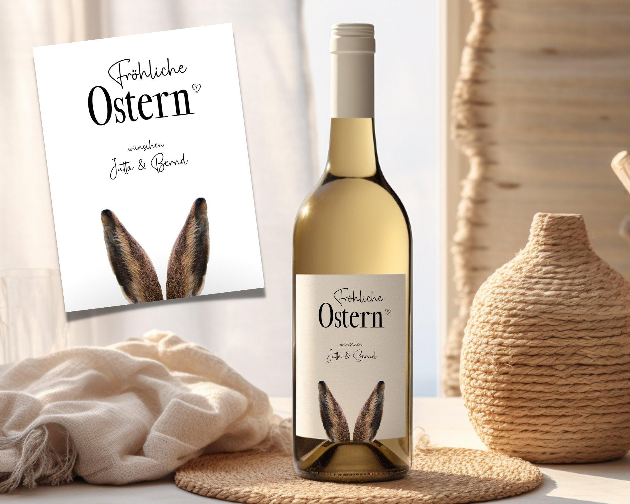 Personalisiertes Weinflaschen Etikett | Geschenk Ostern | Osterwein - Roo's Gift Shop