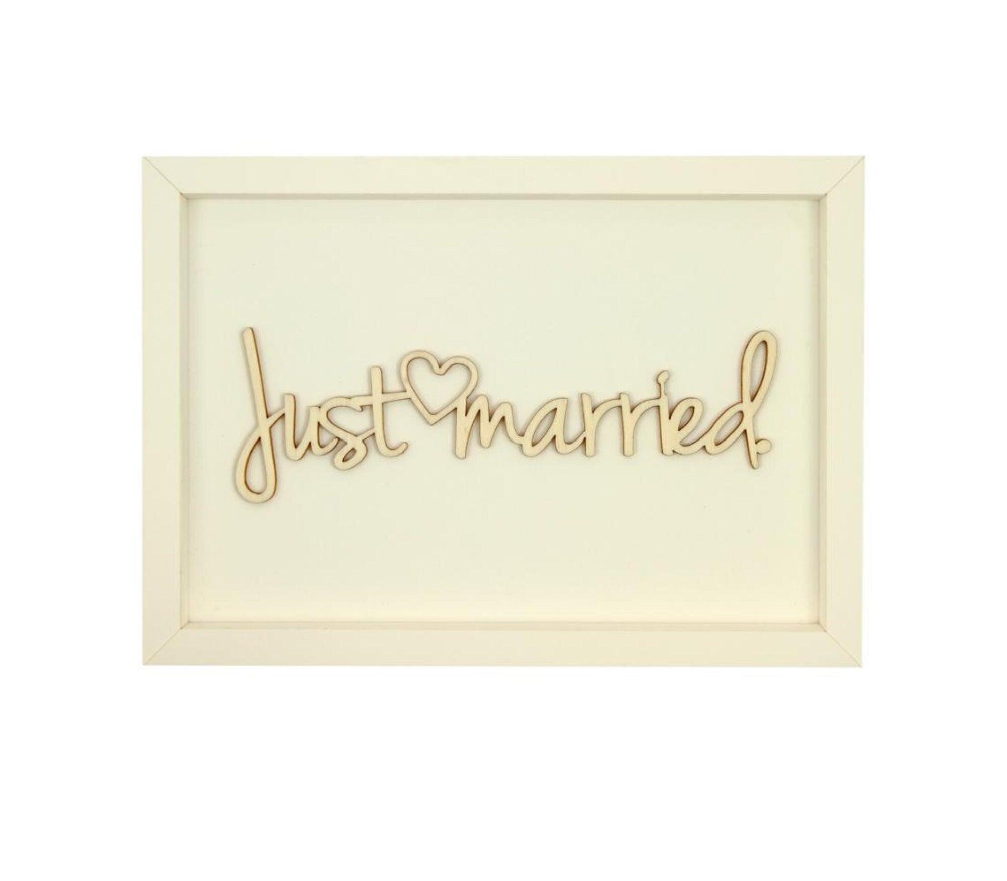 Just married | Schriftzug aus Holz | Filigrane Holzschrift | Geld verschenken - Roo's Gift Shop