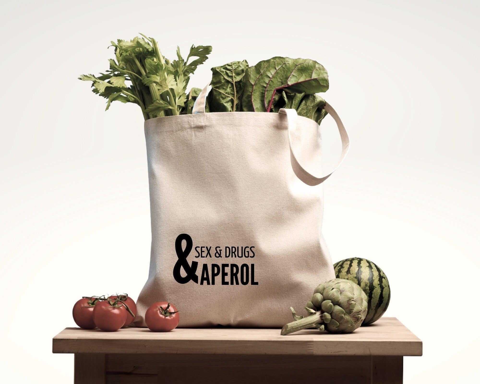 Jutebeutel | lustiger Spruch | witzige Stofftasche | Sex & Drugs and Aperol - Roo's Gift Shop