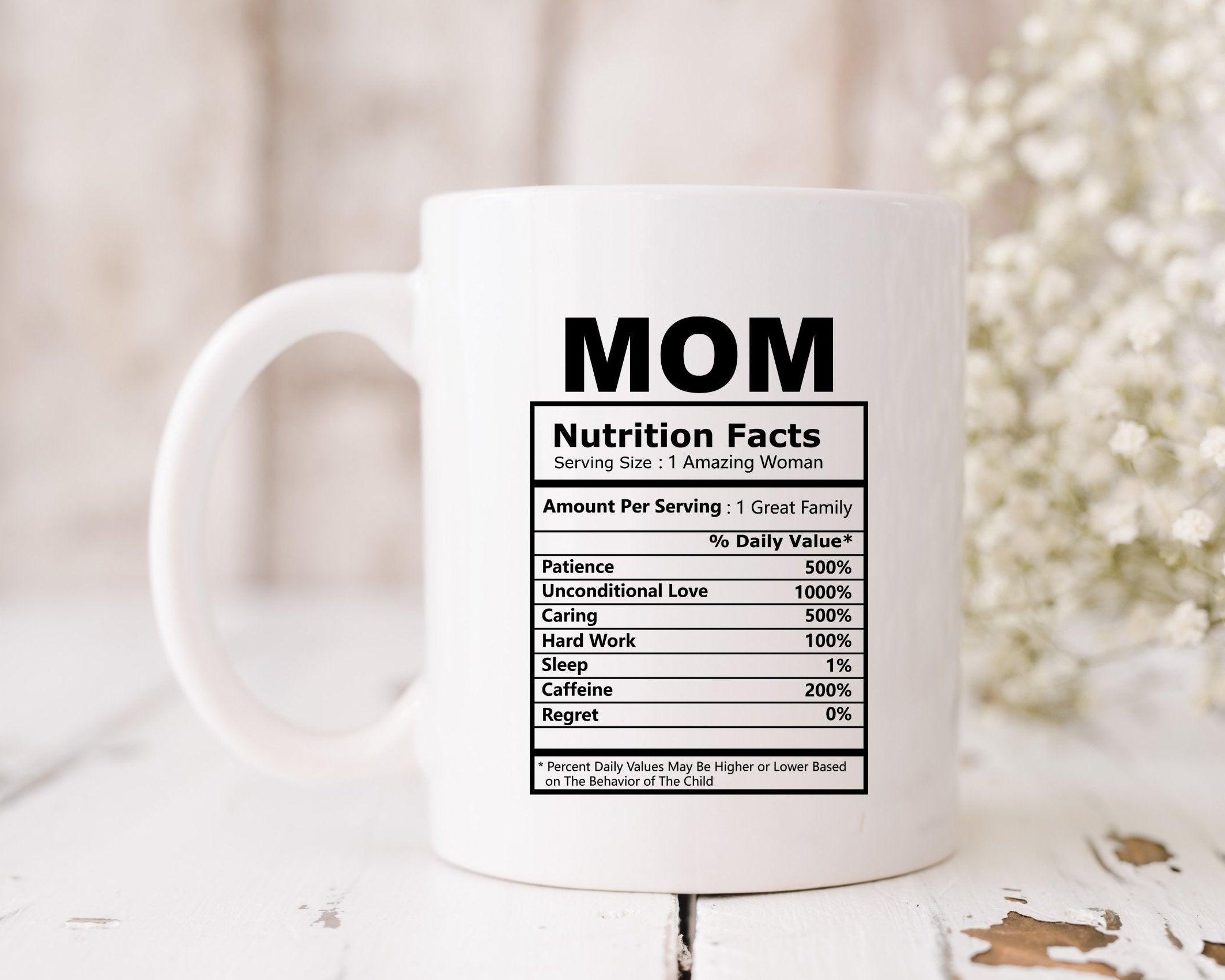 Keramiktasse MOM und DAD | Nutrition Facts - Roo's Gift Shop
