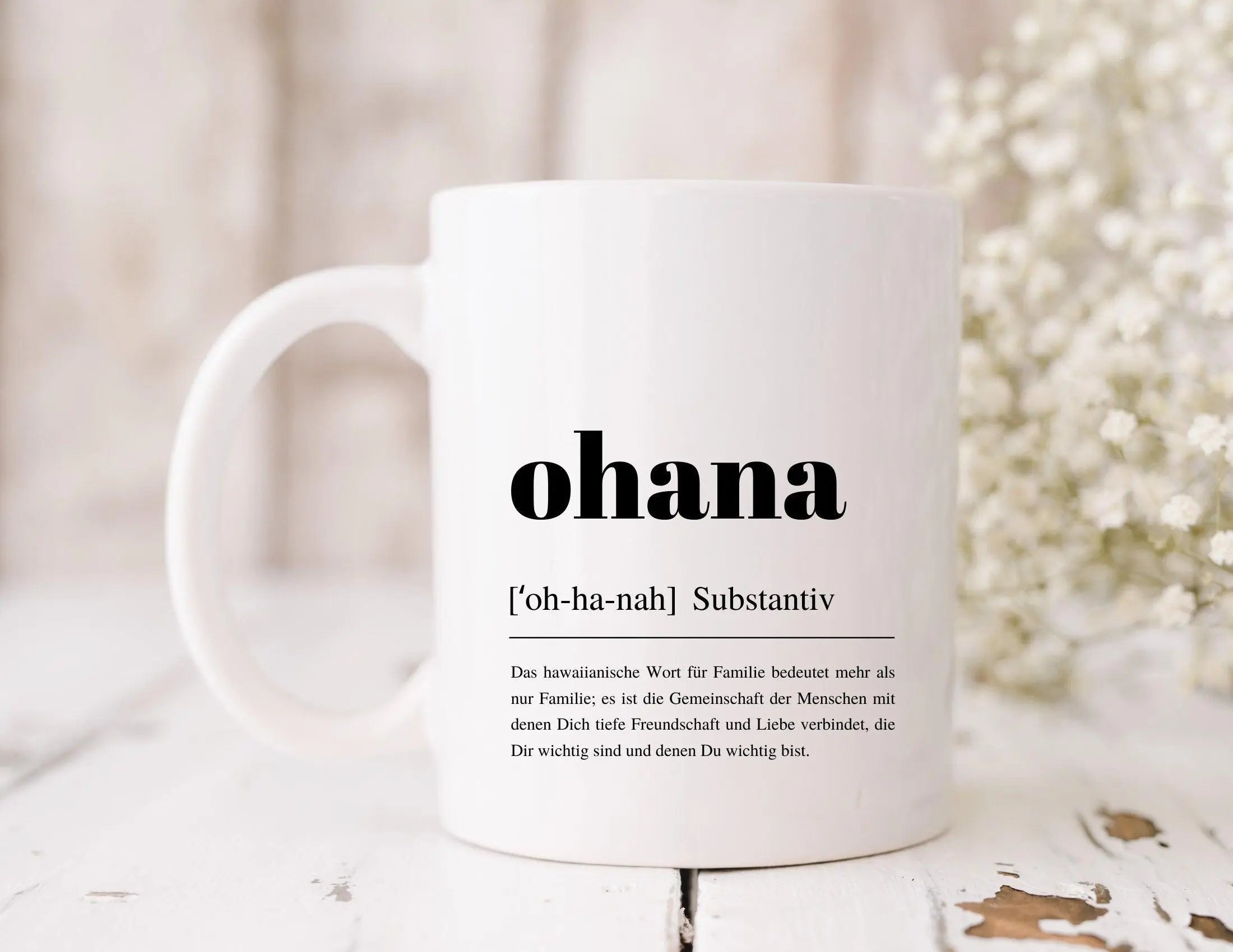 Keramiktasse OHANA | Ohana heißt Familie | Kaffeebecher - Roo's Gift Shop