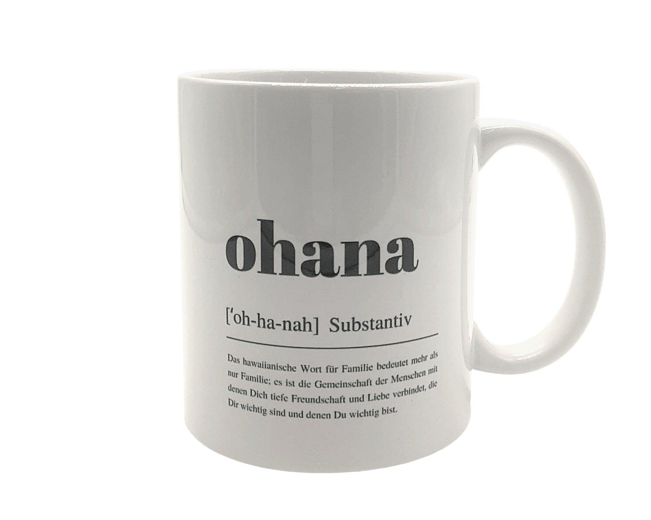 Keramiktasse OHANA | Ohana heißt Familie | Kaffeebecher - Roo's Gift Shop