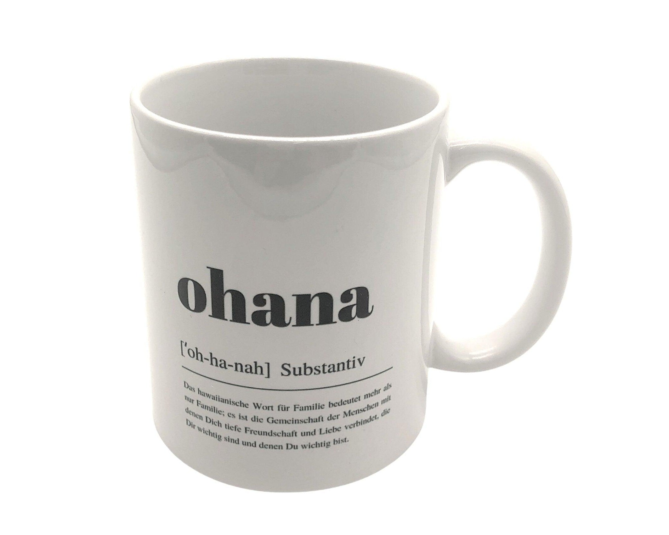 Keramiktasse OHANA | Ohana heißt Familie | Kaffeebecher - Roo's Gift Shop