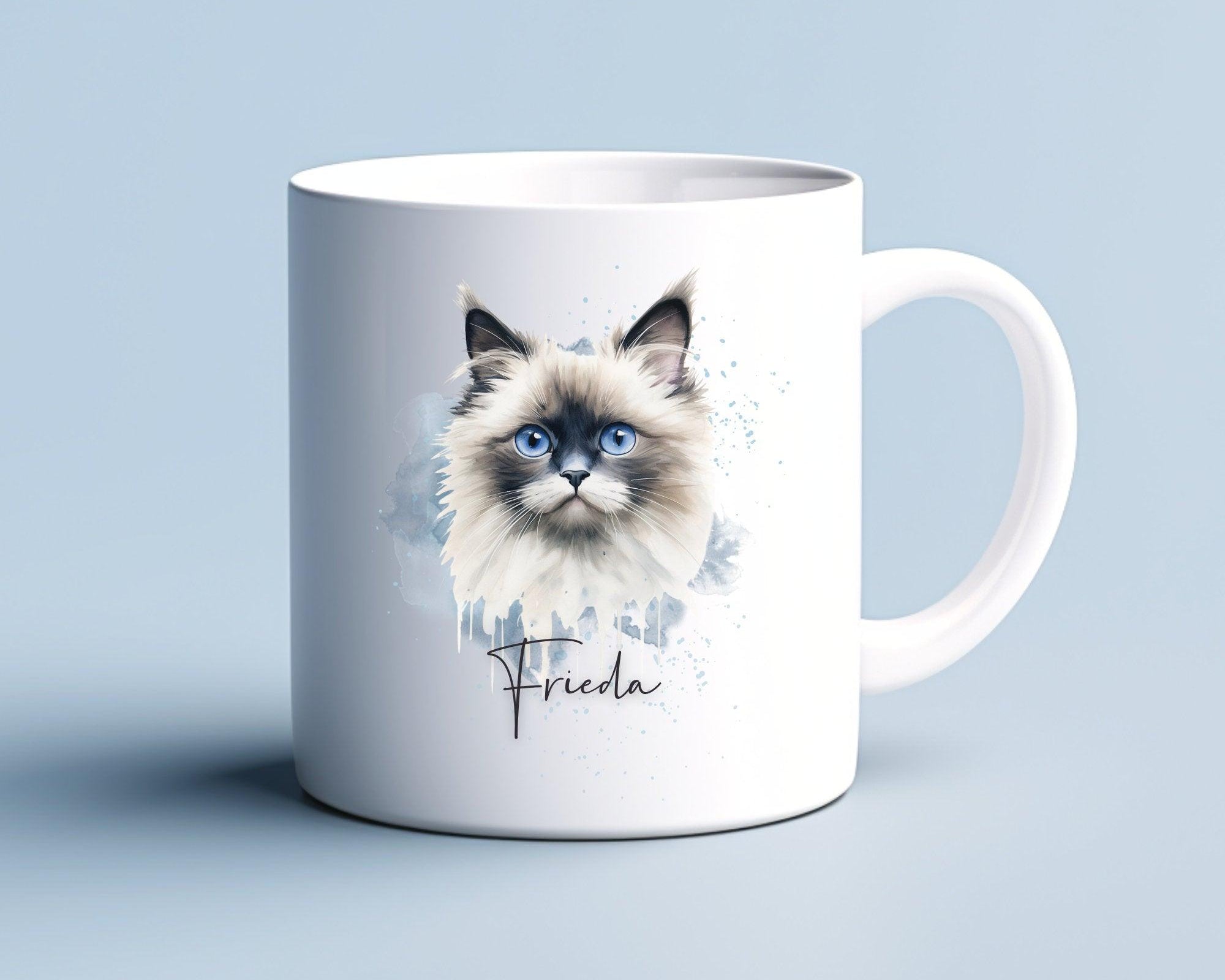 Keramiktasse | Katze Aquarell-Motiv und Name | diverse Katzen zur Auswahl - Roo's Gift Shop