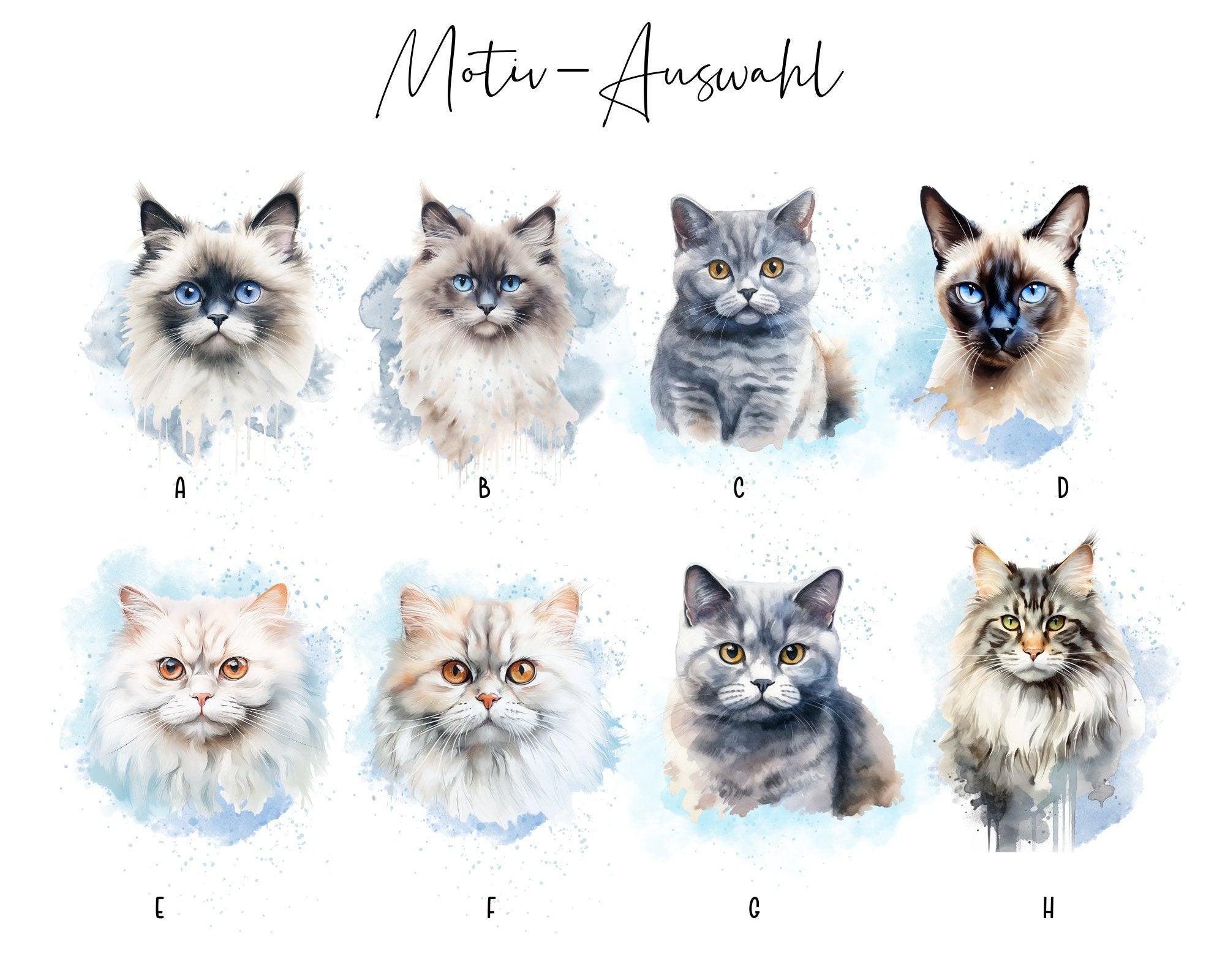 Keramiktasse | Katze Aquarell-Motiv und Name | diverse Katzen zur Auswahl - Roo's Gift Shop