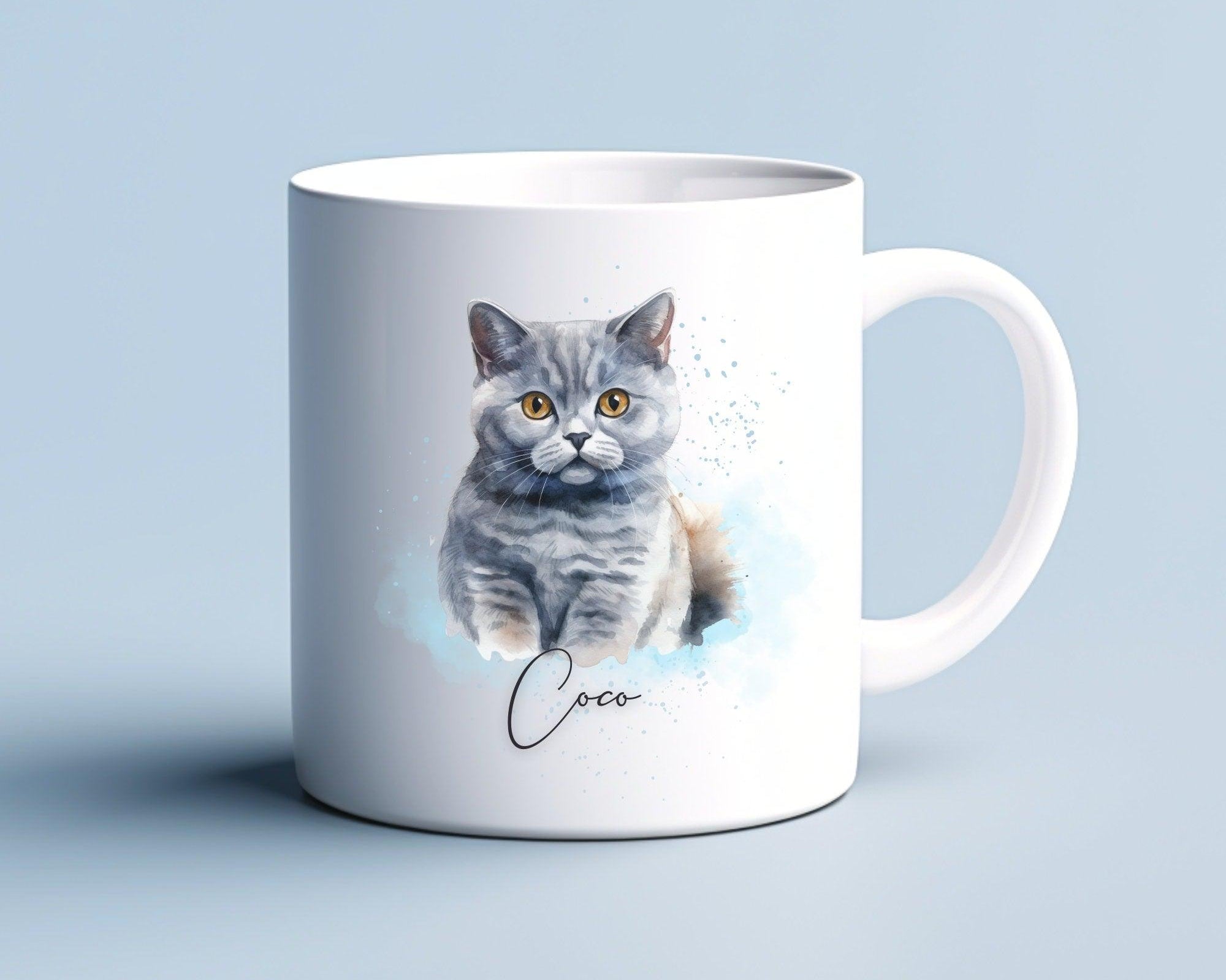 Keramiktasse | Katze Aquarell-Motiv und Name | diverse Katzen zur Auswahl - Roo's Gift Shop