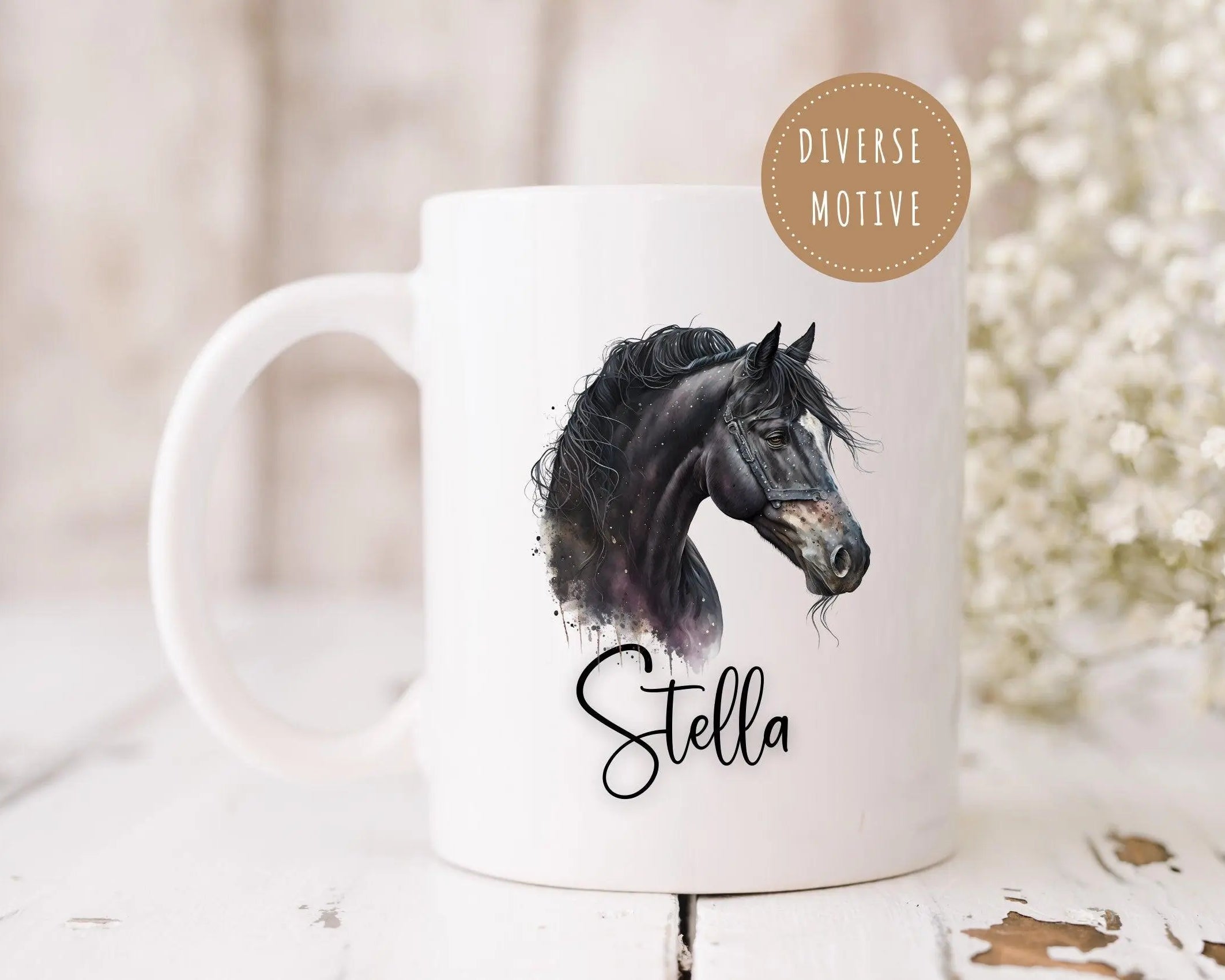 Keramiktasse | Personalisierte Pferde Tasse mit Namen - Roo's Gift Shop