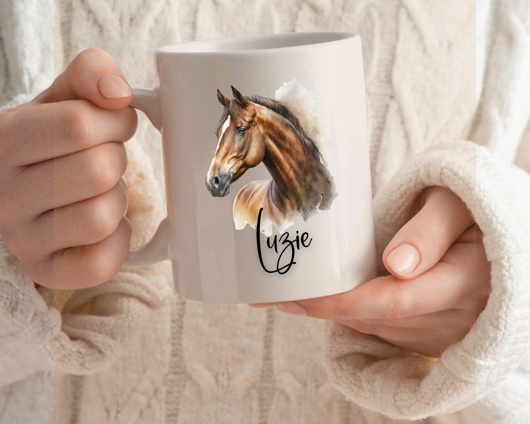 Keramiktasse | Personalisierte Pferde Tasse mit Namen - Roo's Gift Shop
