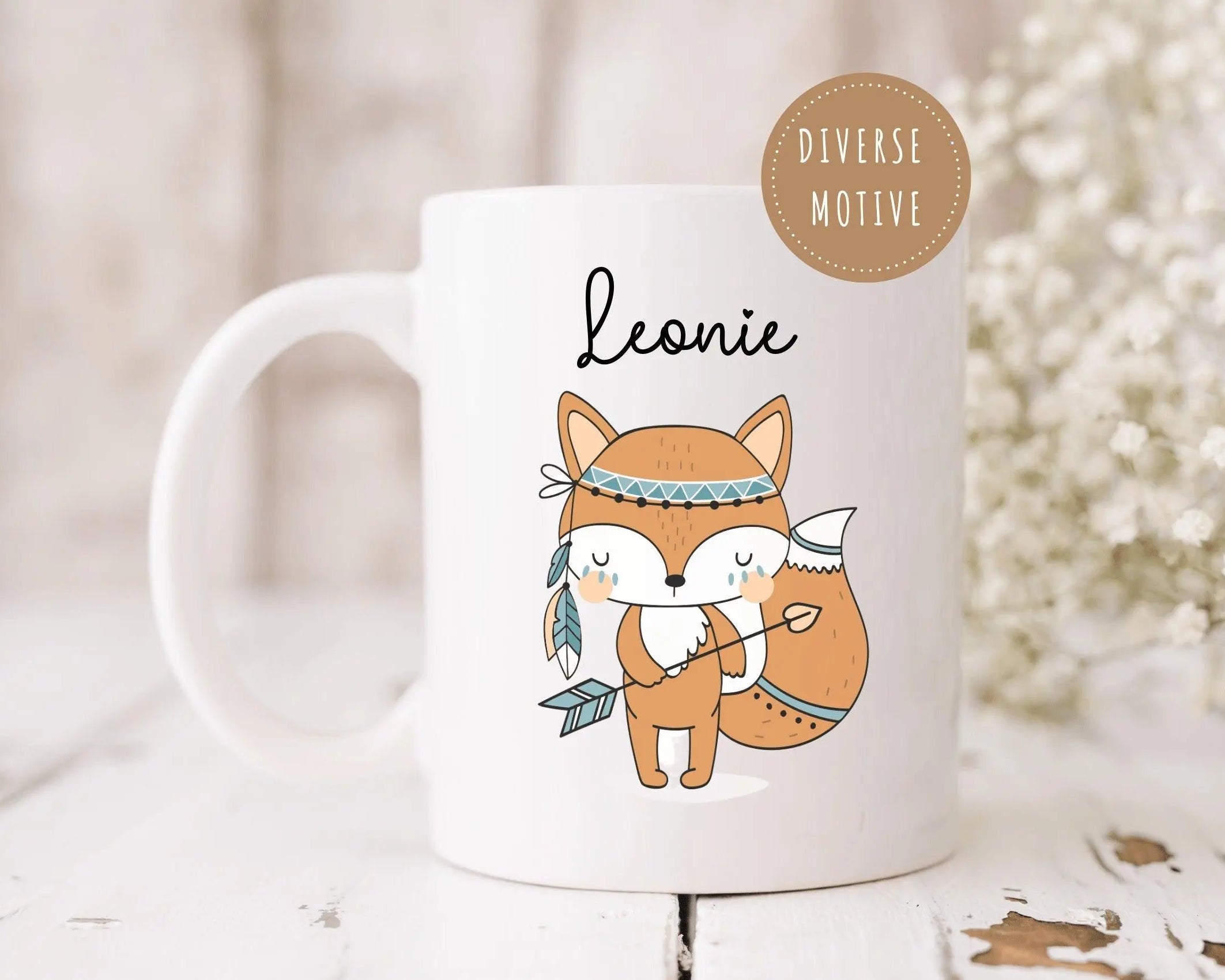 Keramiktasse | Personalisierte Tasse | Kinder Tiermotiv - Roo's Gift Shop