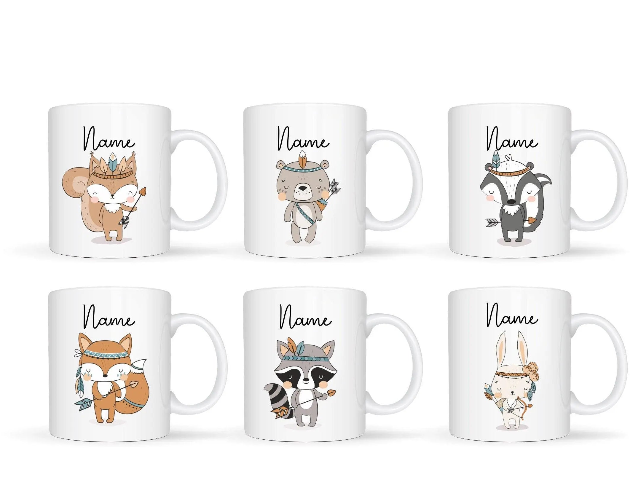 Keramiktasse | Personalisierte Tasse | Kinder Tiermotiv - Roo's Gift Shop