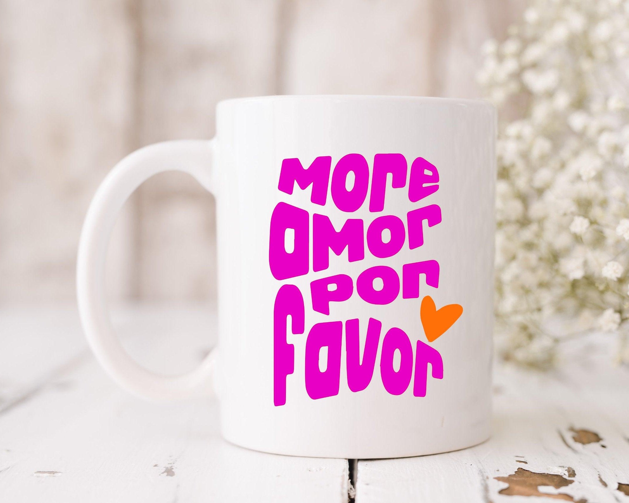 Keramiktasse | Tasse | More Amor por Favor | pink orange - Roo's Gift Shop