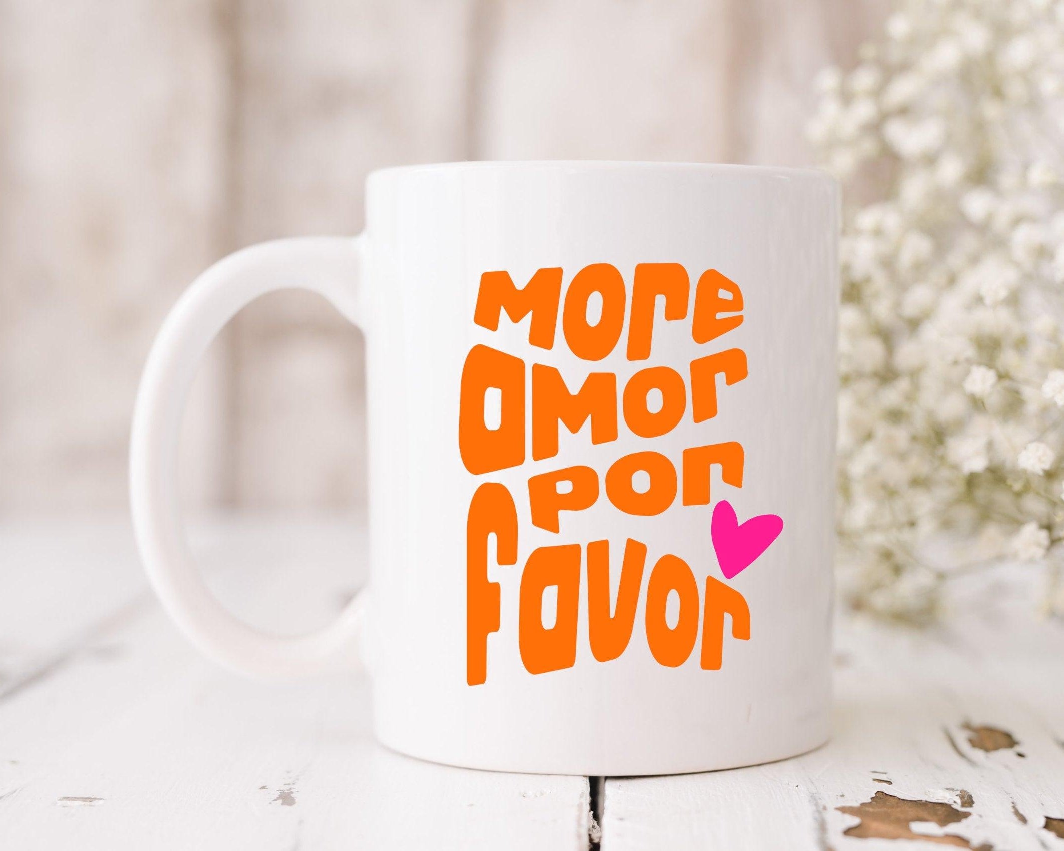 Keramiktasse | Tasse | More Amor por Favor | pink orange - Roo's Gift Shop