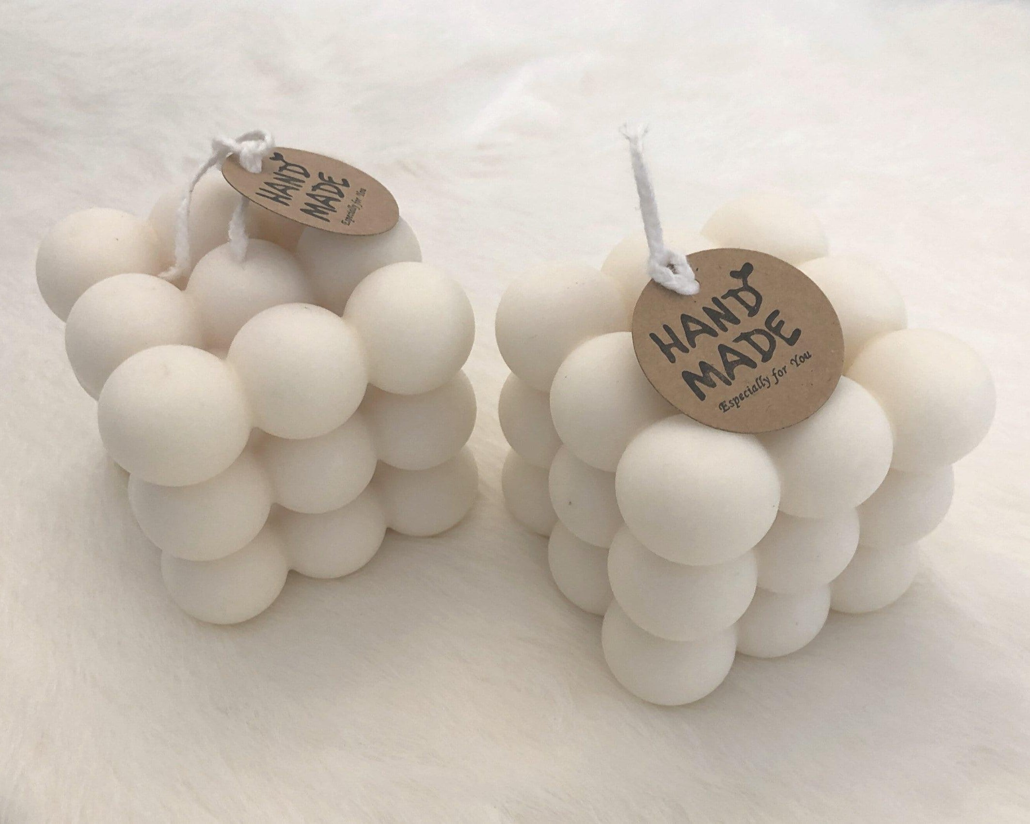 Kerze | Beige Bubble-Kerze in beige, schwarz oder weiß - Roo's Gift Shop