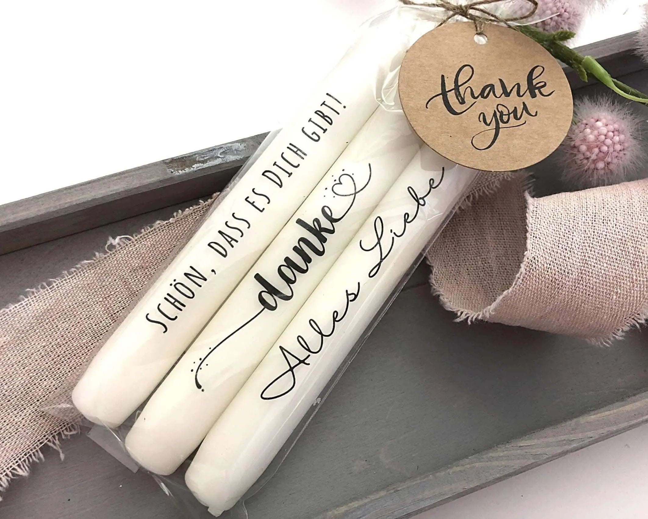 Kerzen | Botschaft | Stabkerzen | Danke | Alles Liebe | Schön... - Roo's Gift Shop