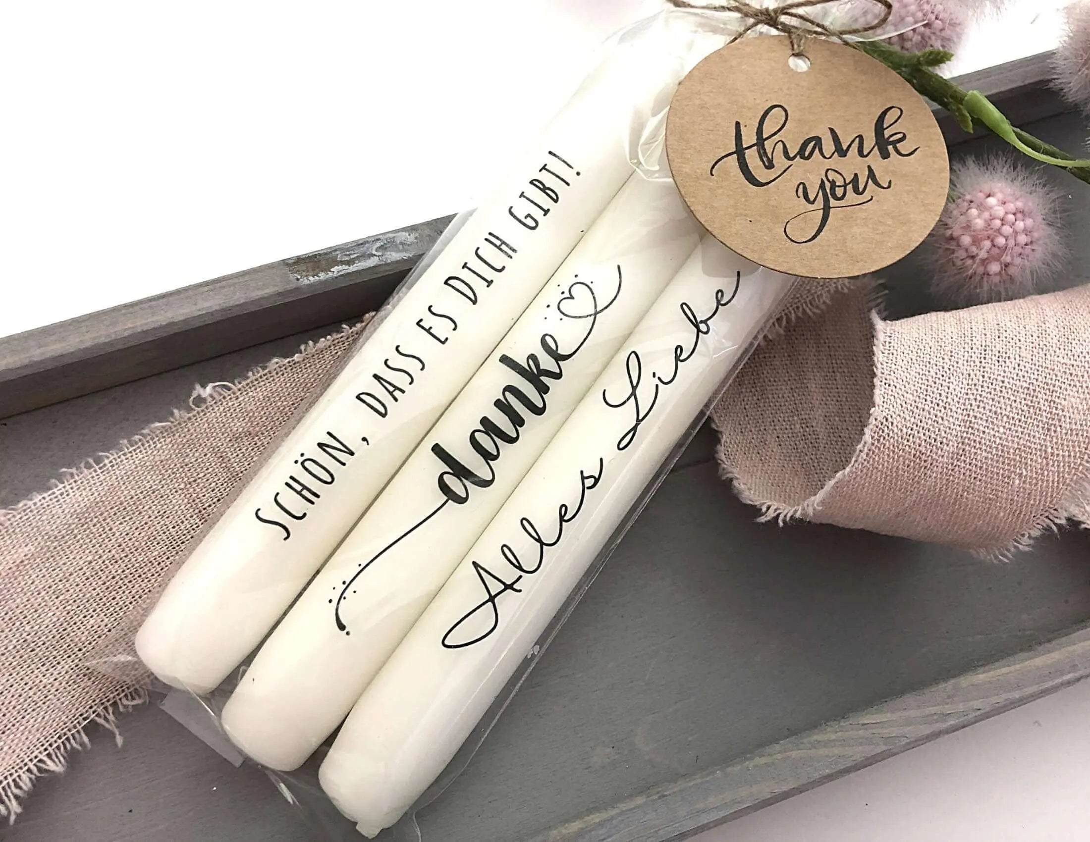 Kerzen | Botschaft | Stabkerzen | Danke | Alles Liebe | Schön... - Roo's Gift Shop