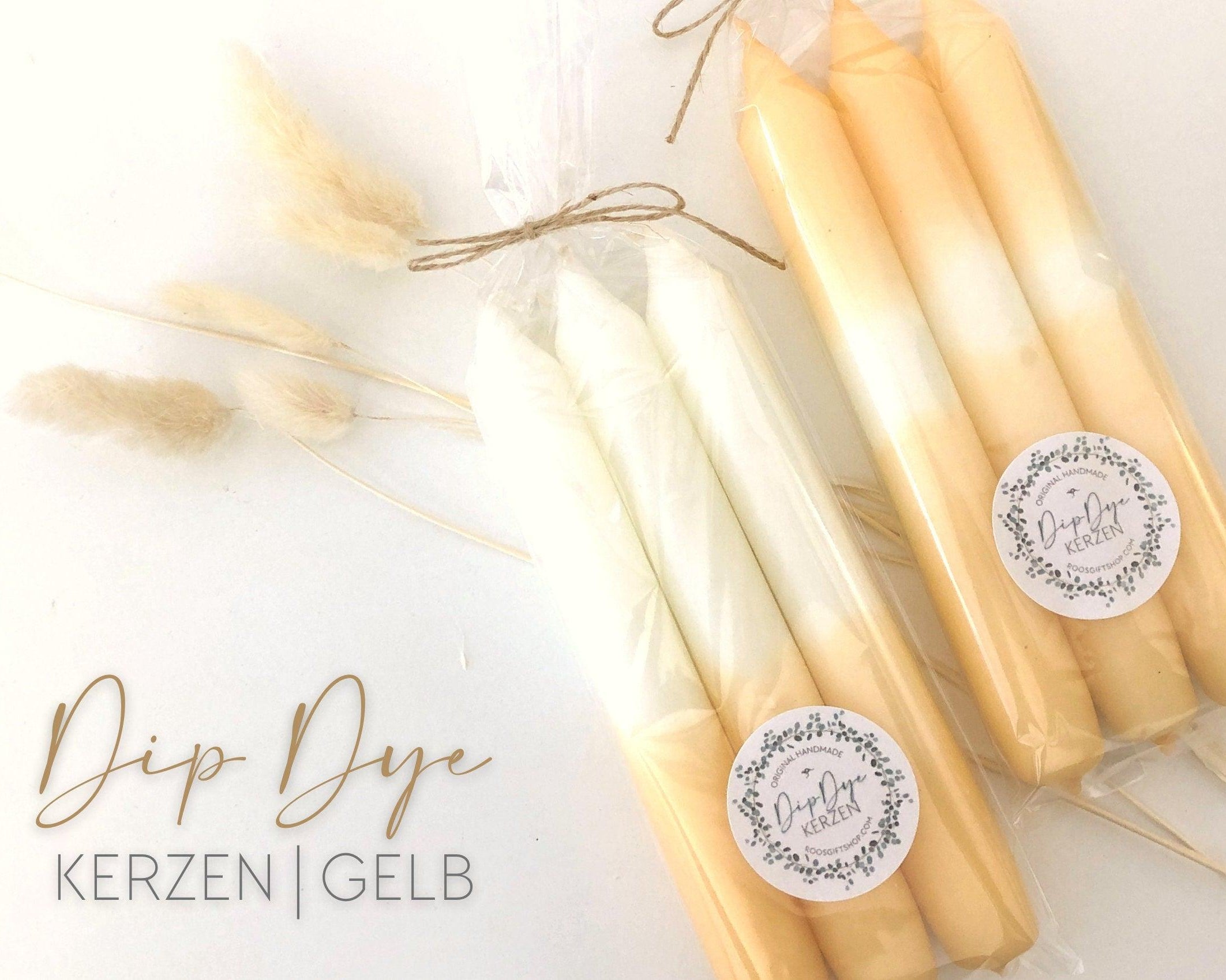 Kerzen | Dip Dye | gelb vanille weiß - Roo's Gift Shop