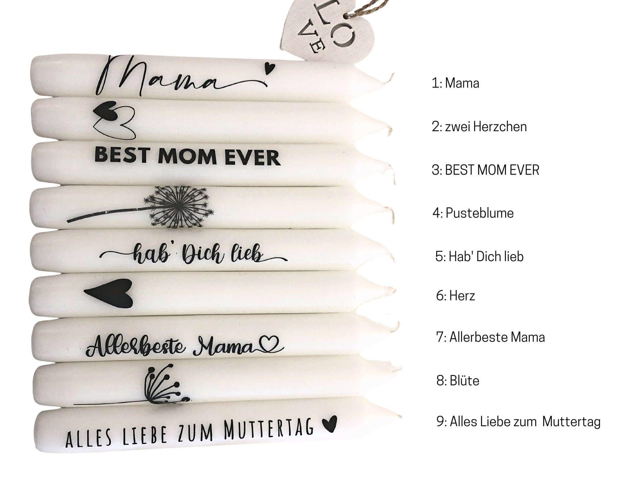 Kerzen | Mama Muttertag | Stabkerzen-Sets - Roo's Gift Shop