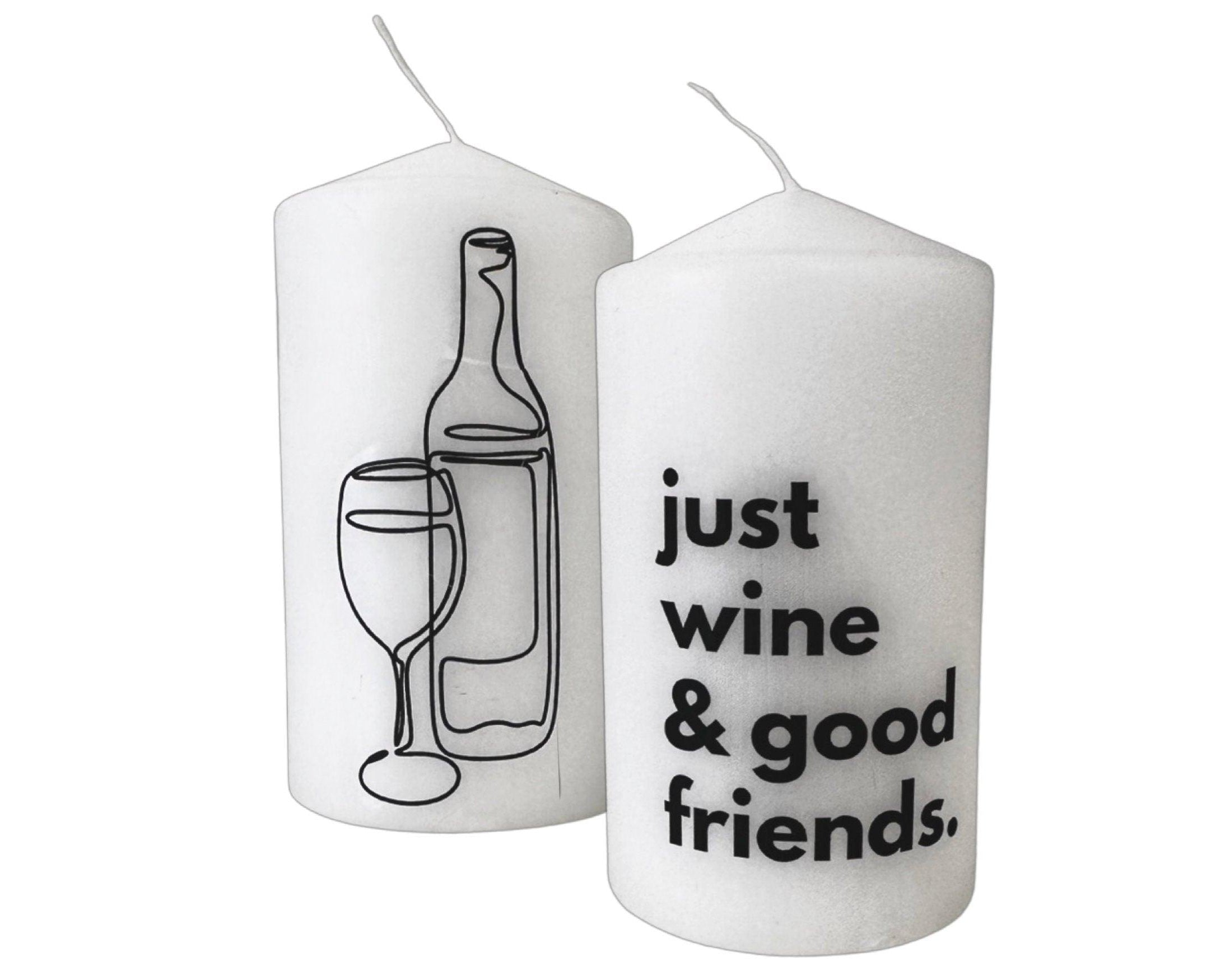 Kerzen Set | Mitbringsel | Weinflasche | wine & good friends - Roo's Gift Shop