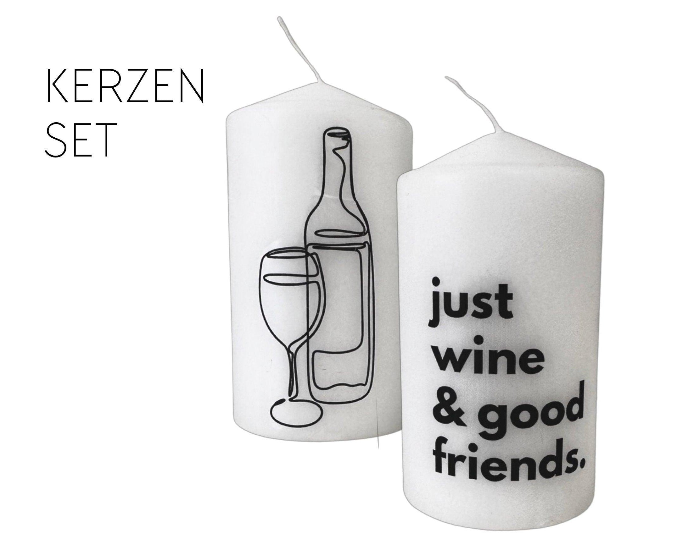 Kerzen Set | Mitbringsel | Weinflasche | wine & good friends - Roo's Gift Shop