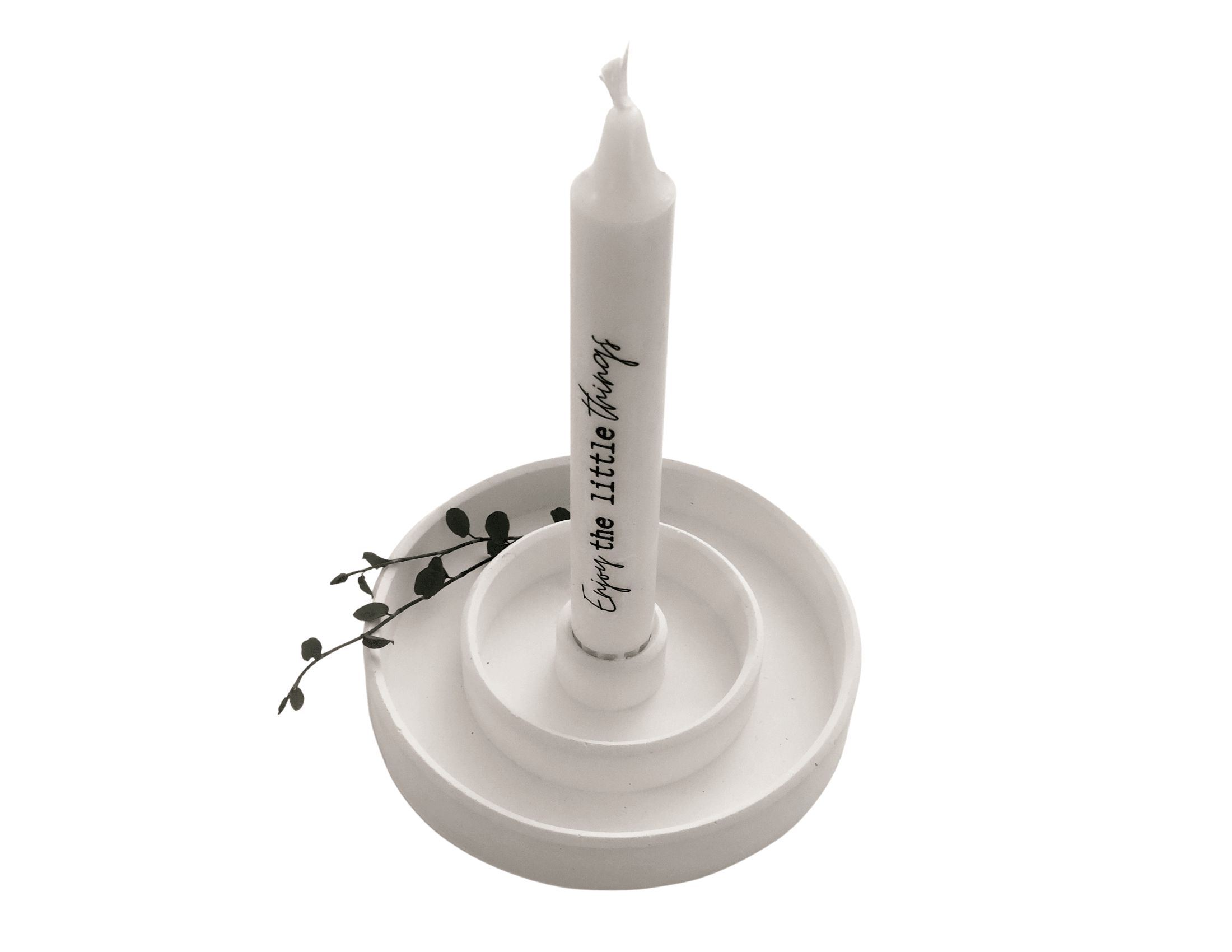 Kerzenteller Stabkerzen | weißer runder Kerzenständer - Roo's Gift Shop