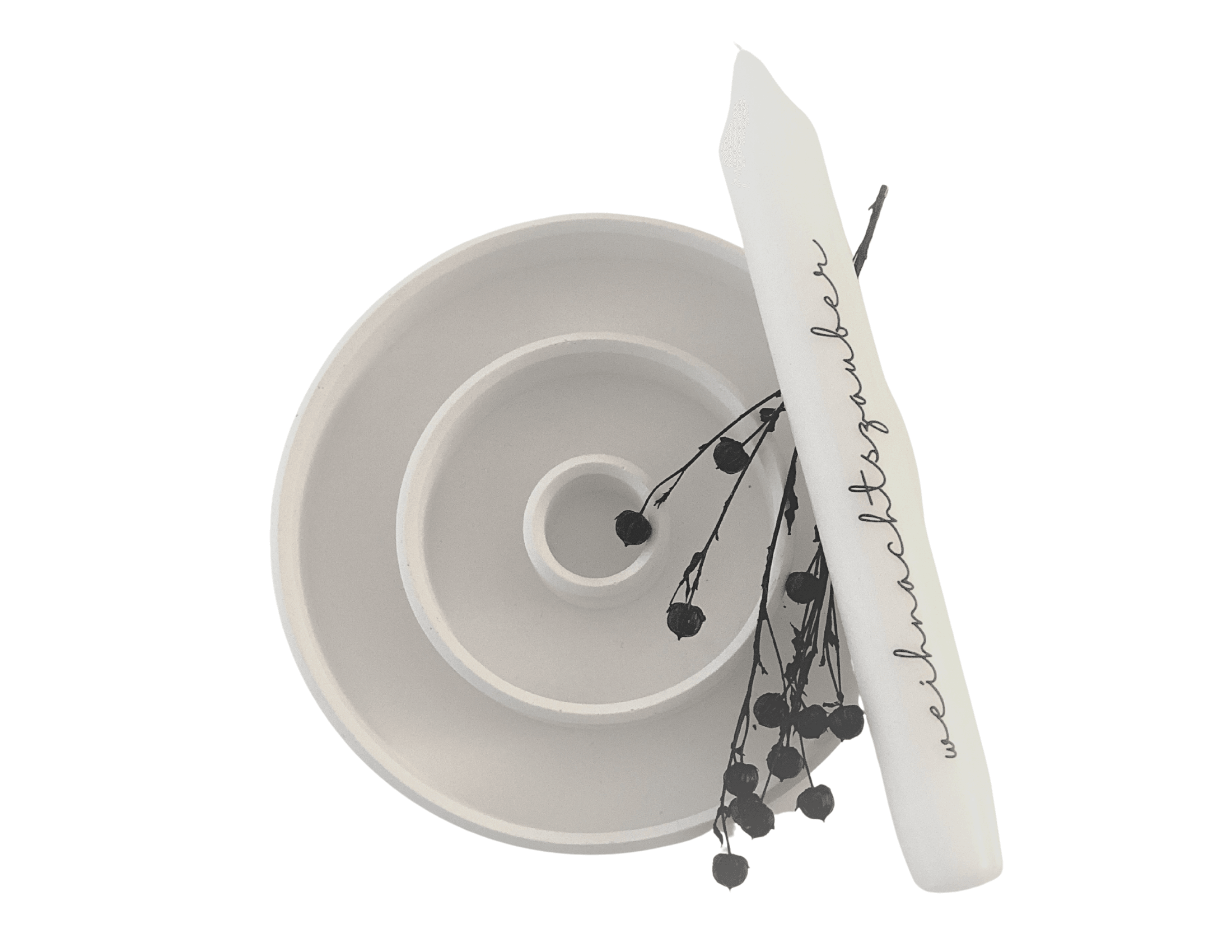 Kerzenteller Stabkerzen | weißer runder Kerzenständer - Roo's Gift Shop