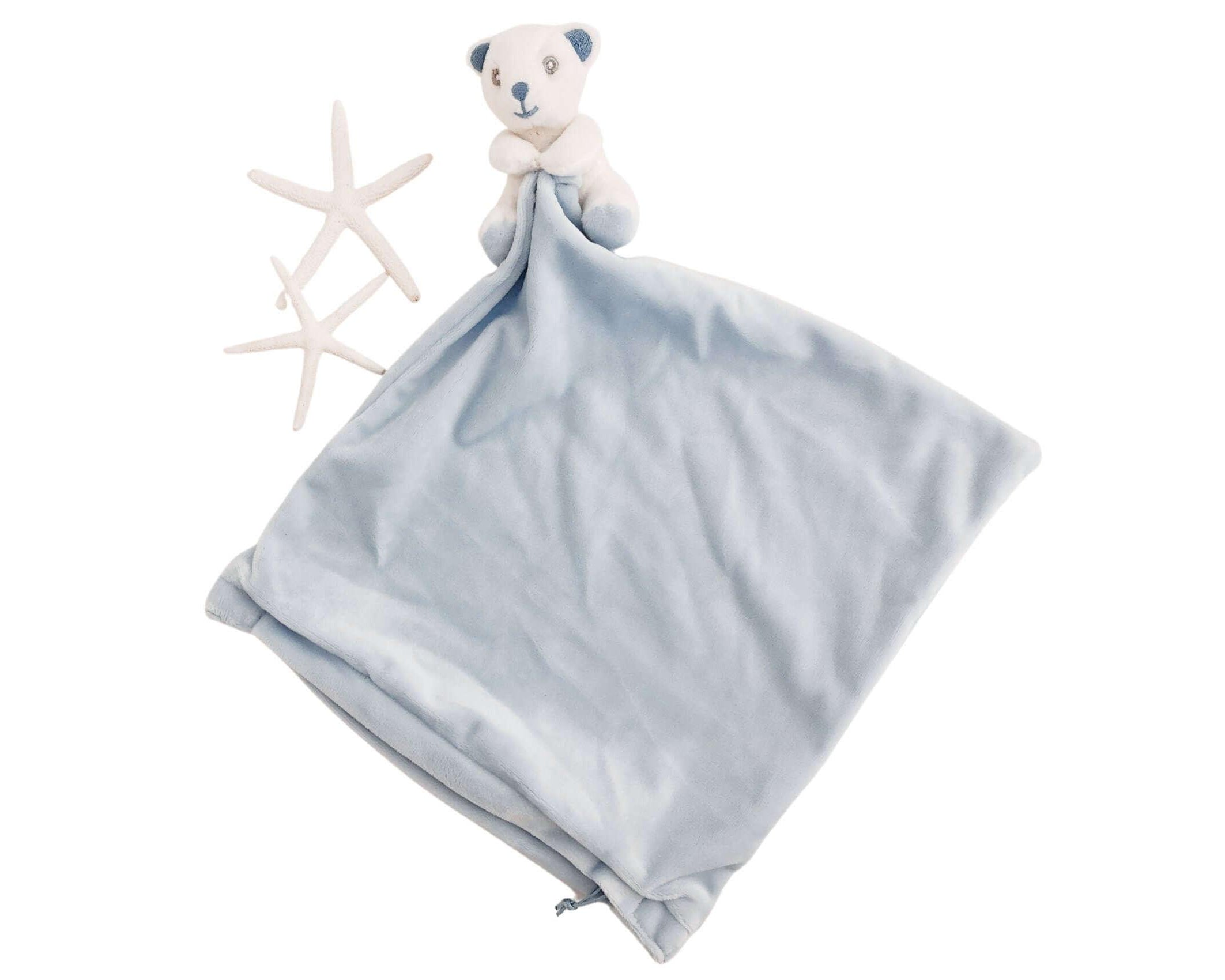 Kissen Bär | Rassel | hellblau | personalisierbar - Roo's Gift Shop