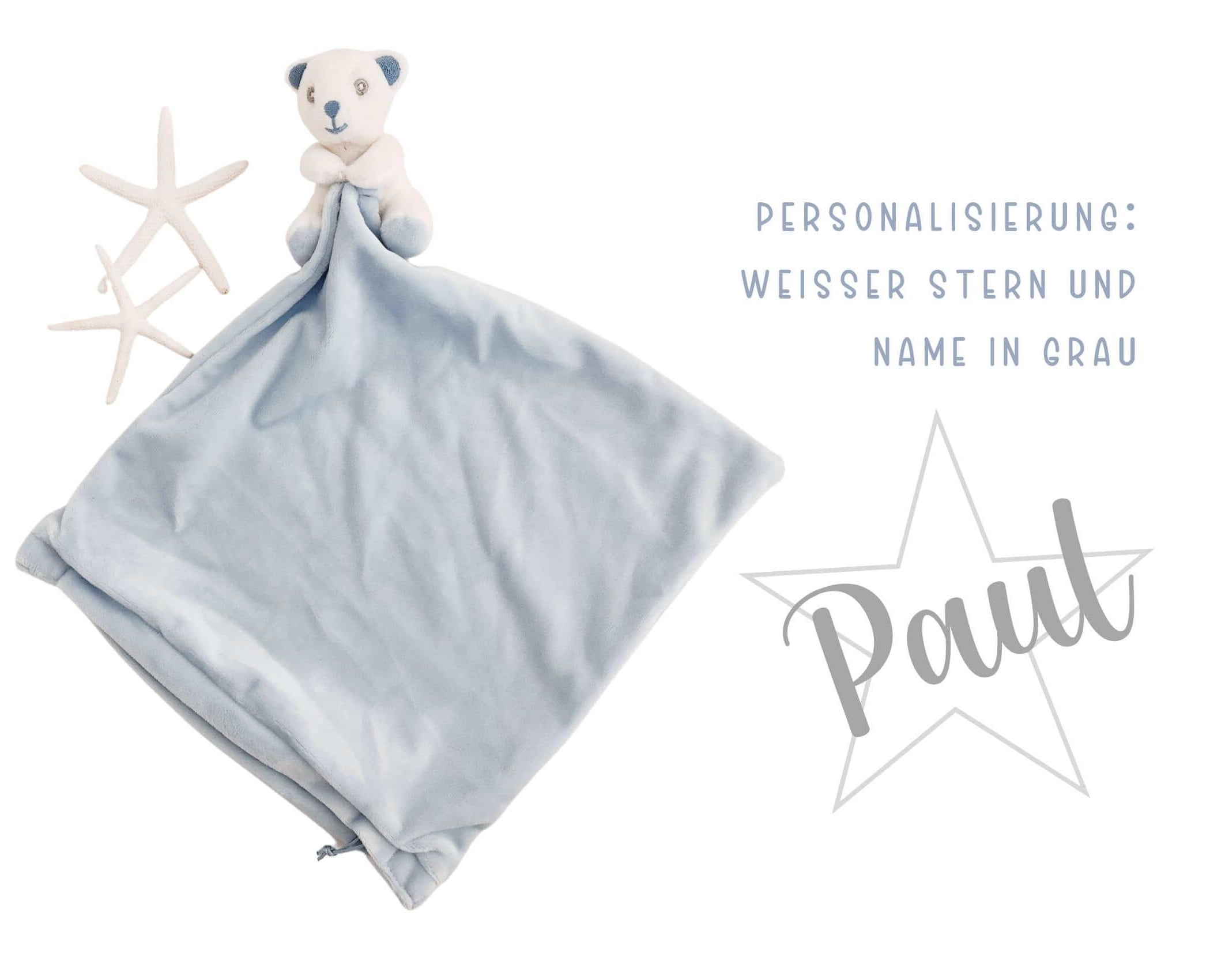 Kissen Bär | Rassel | hellblau | personalisierbar - Roo's Gift Shop