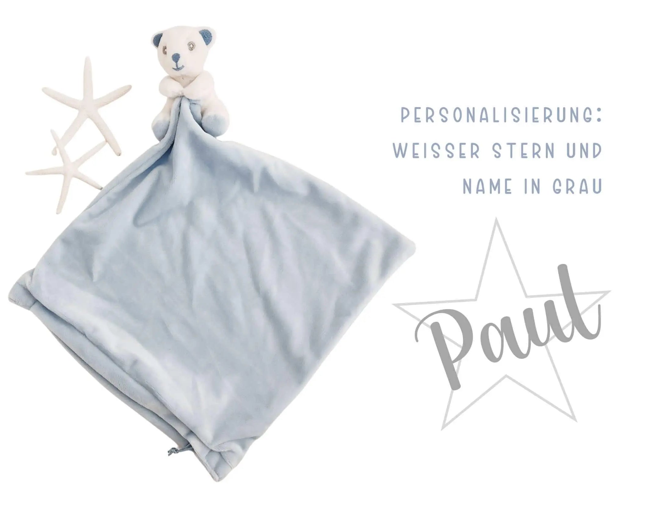 Kissen Bär | Rassel | hellblau | personalisierbar - Roo's Gift Shop