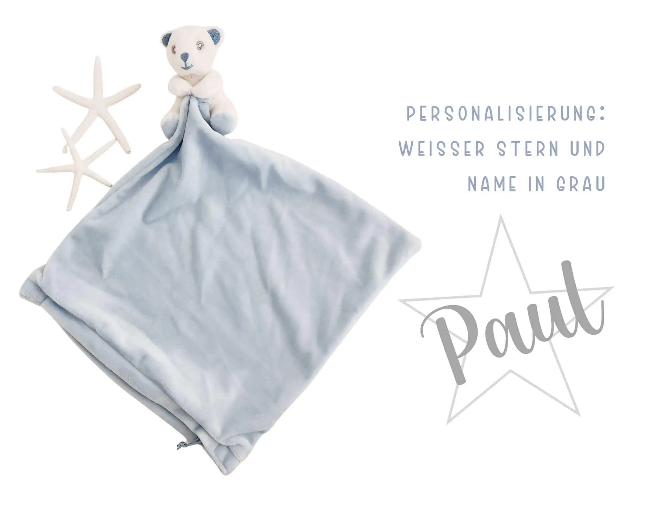 Kissen Bär | Rassel | hellblau | personalisierbar - Roo's Gift Shop