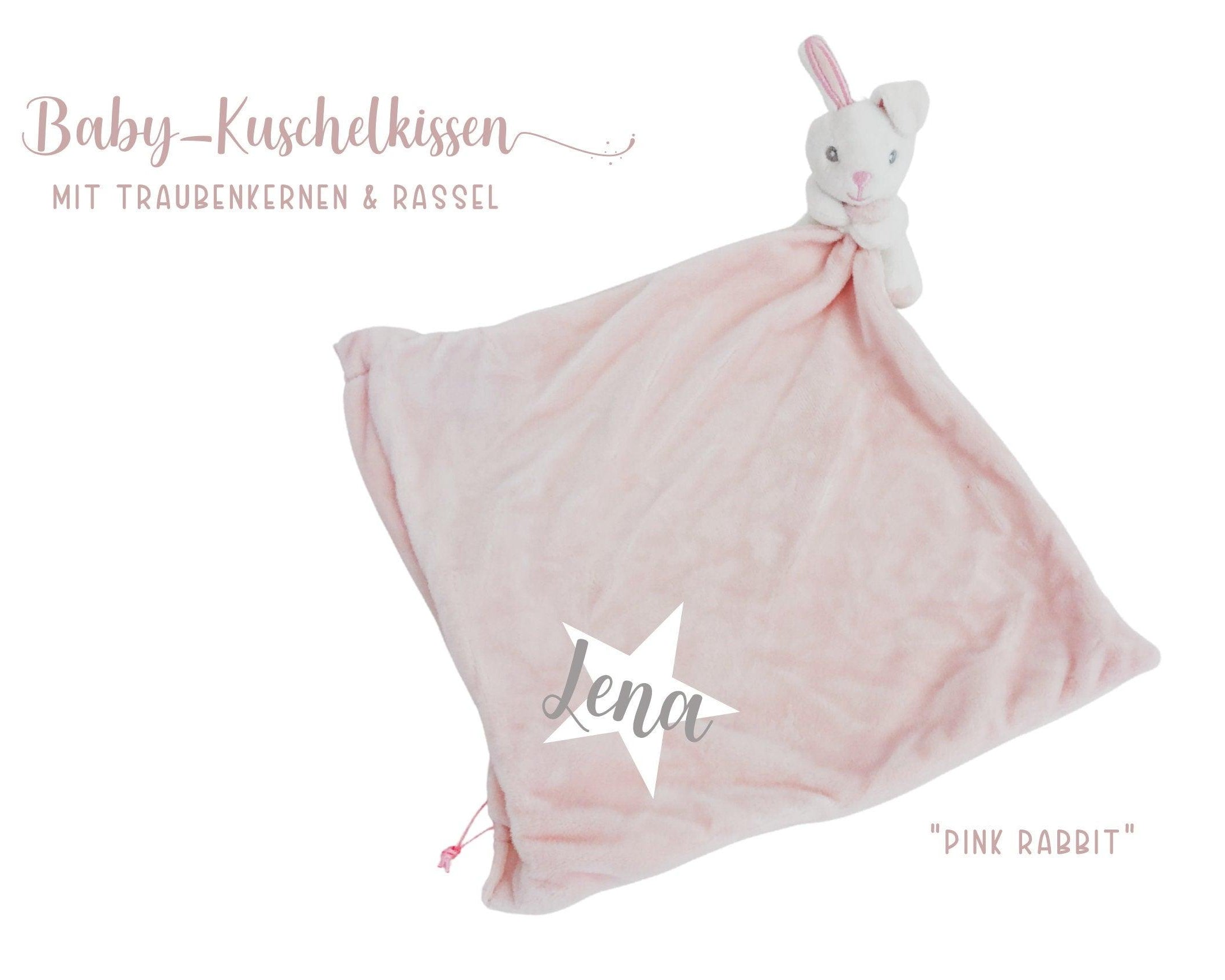 Kissen mit Häschen | personalisiert | Baby Name | rosa - Roo's Gift Shop