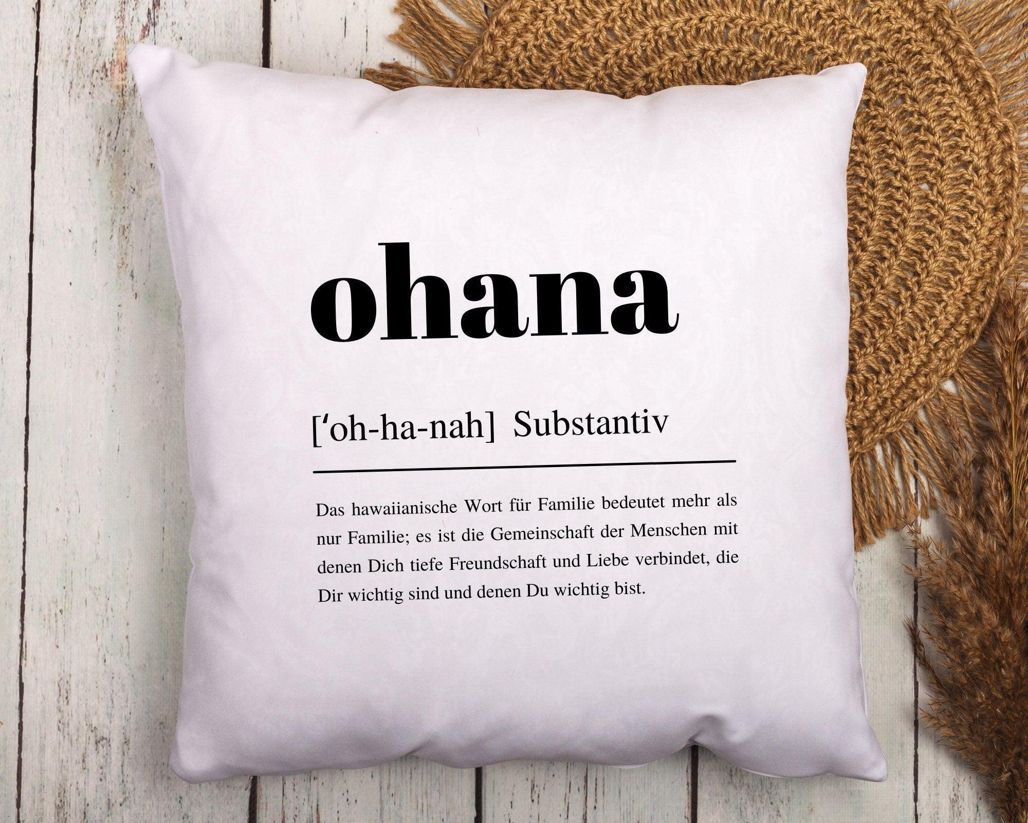 Kissen Ohana | Familie Freunde | 40 x 40 cm - Roo's Gift Shop