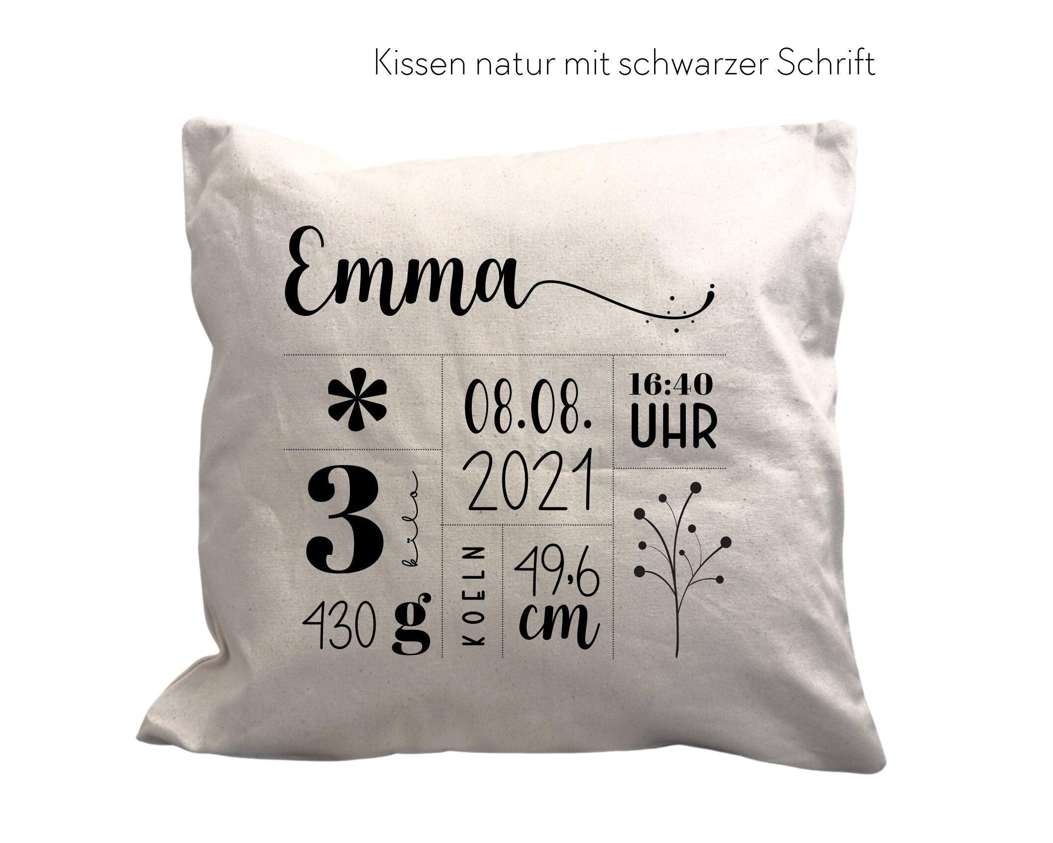 Kissen | Baby Geburtsdaten | Kissenbezug | Namenskissen - Roo's Gift Shop