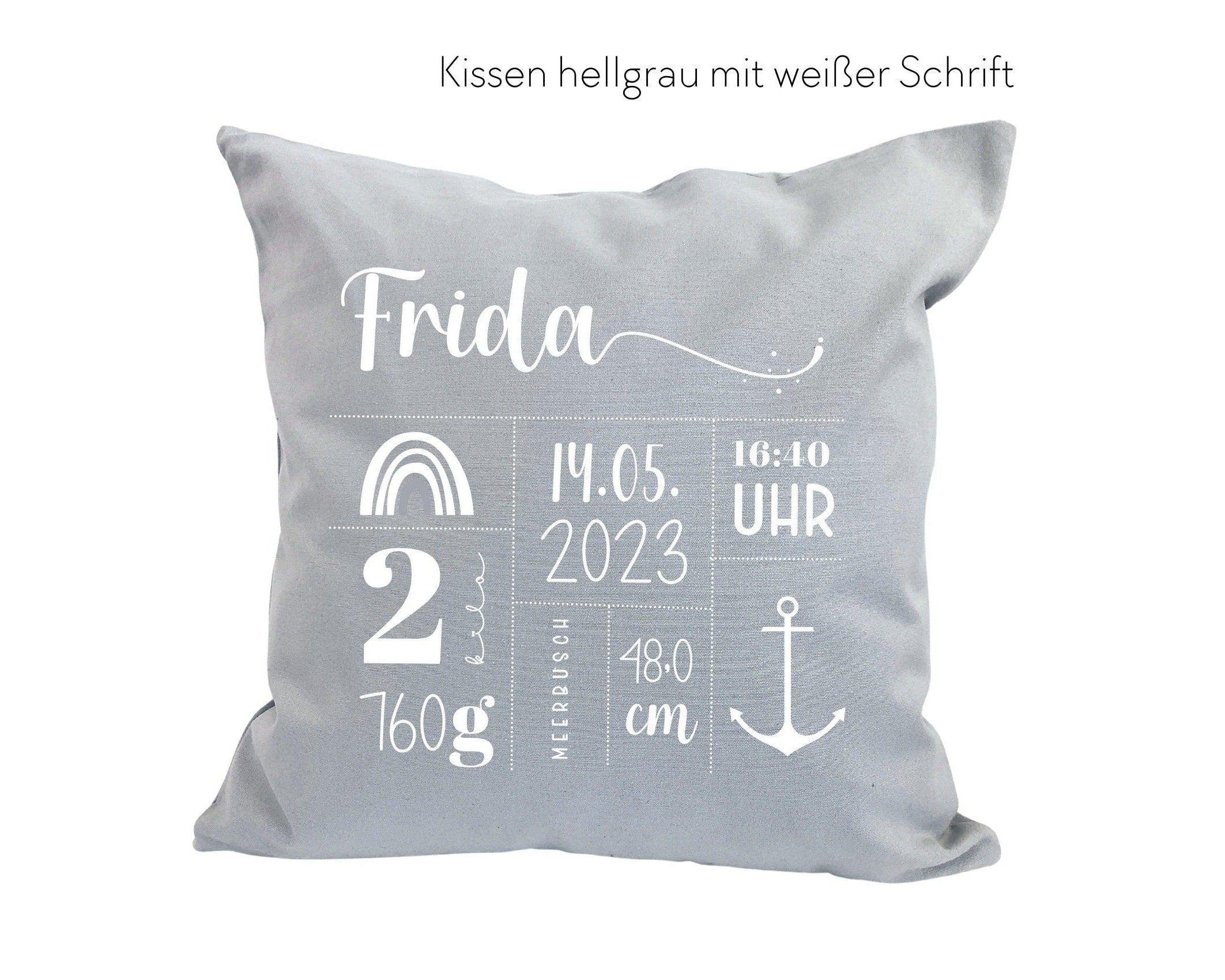Kissen | Baby Geburtsdaten | Kissenbezug | Namenskissen - Roo's Gift Shop