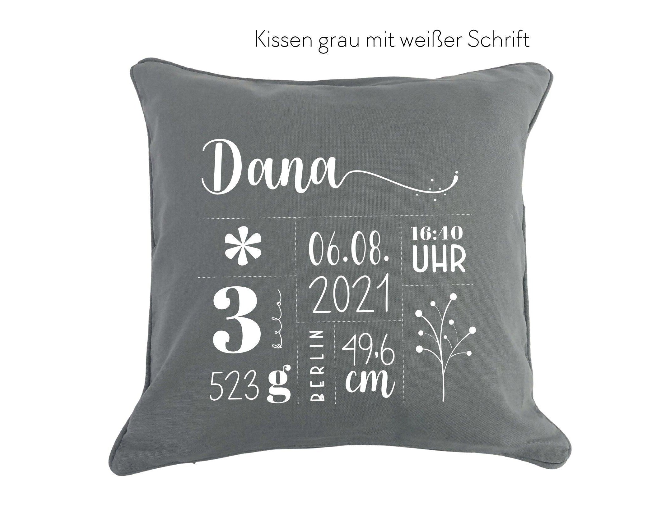Kissen | Baby Geburtsdaten | Kissenbezug | Namenskissen - Roo's Gift Shop