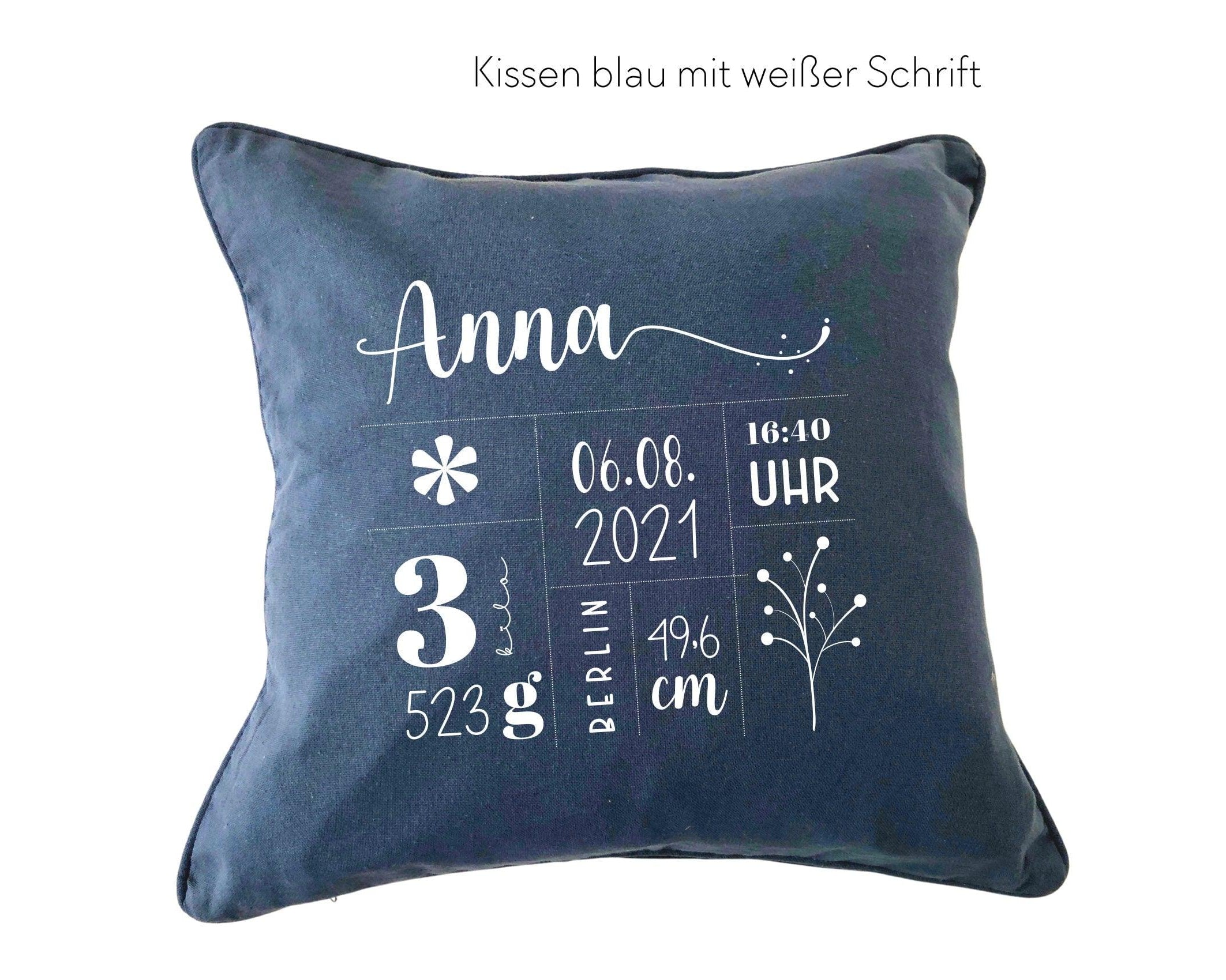 Kissen | Baby Geburtsdaten | Kissenbezug | Namenskissen - Roo's Gift Shop