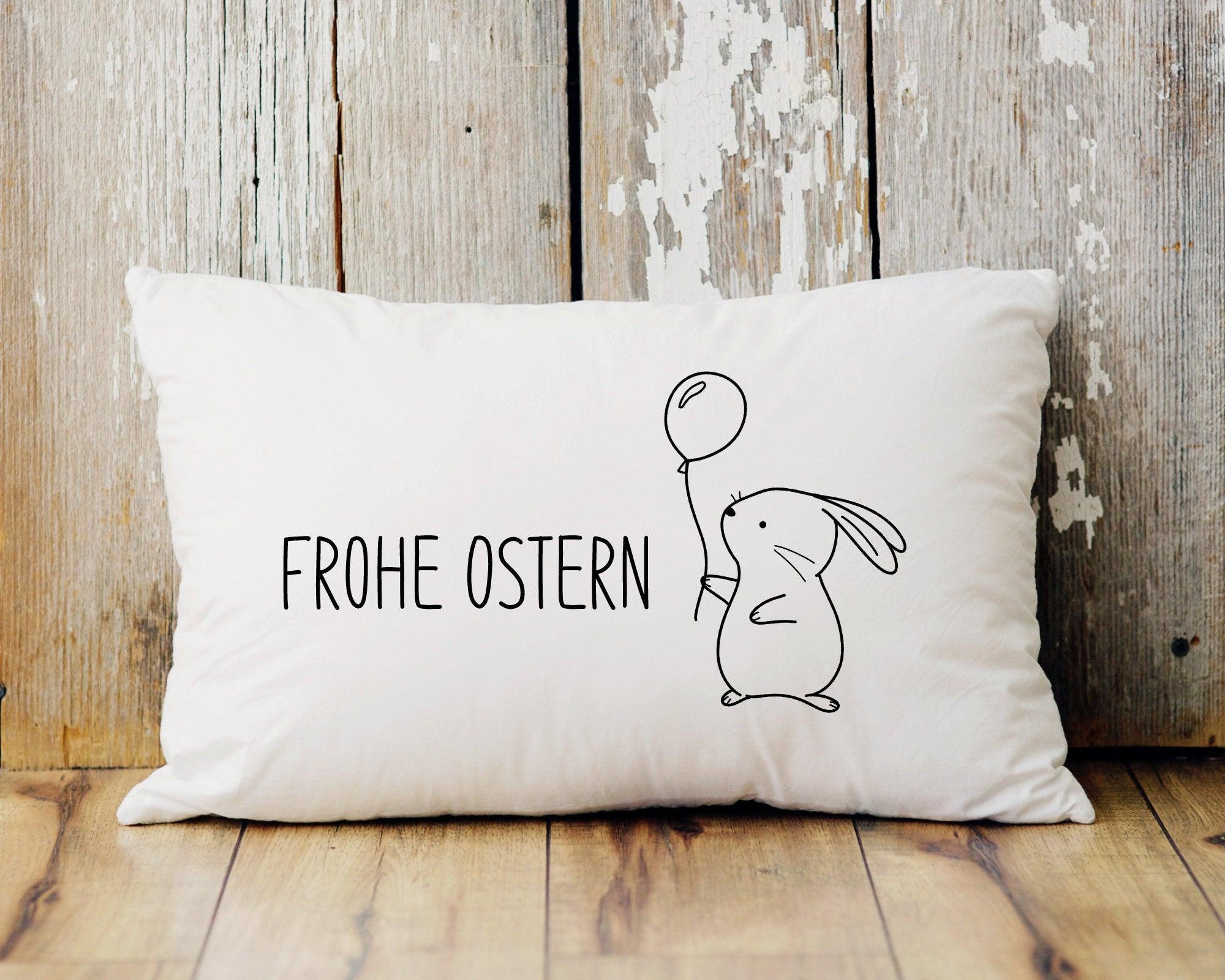 Kissen | Ostern | Kissenbezug Querformat | beige oder grau - Roo's Gift Shop