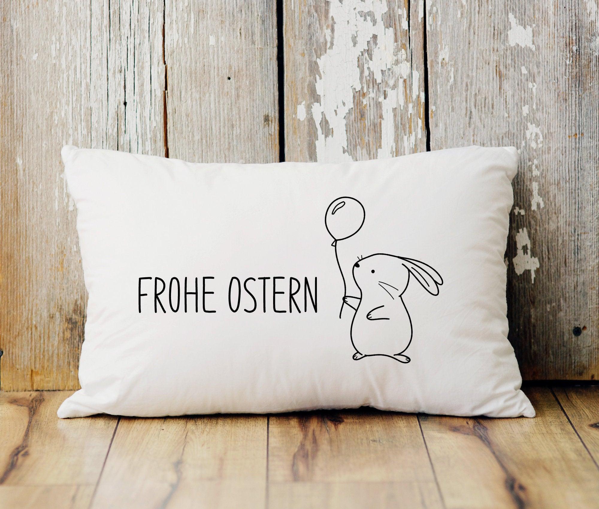 Kissen | Ostern | Kissenbezug Querformat | beige oder grau - Roo's Gift Shop