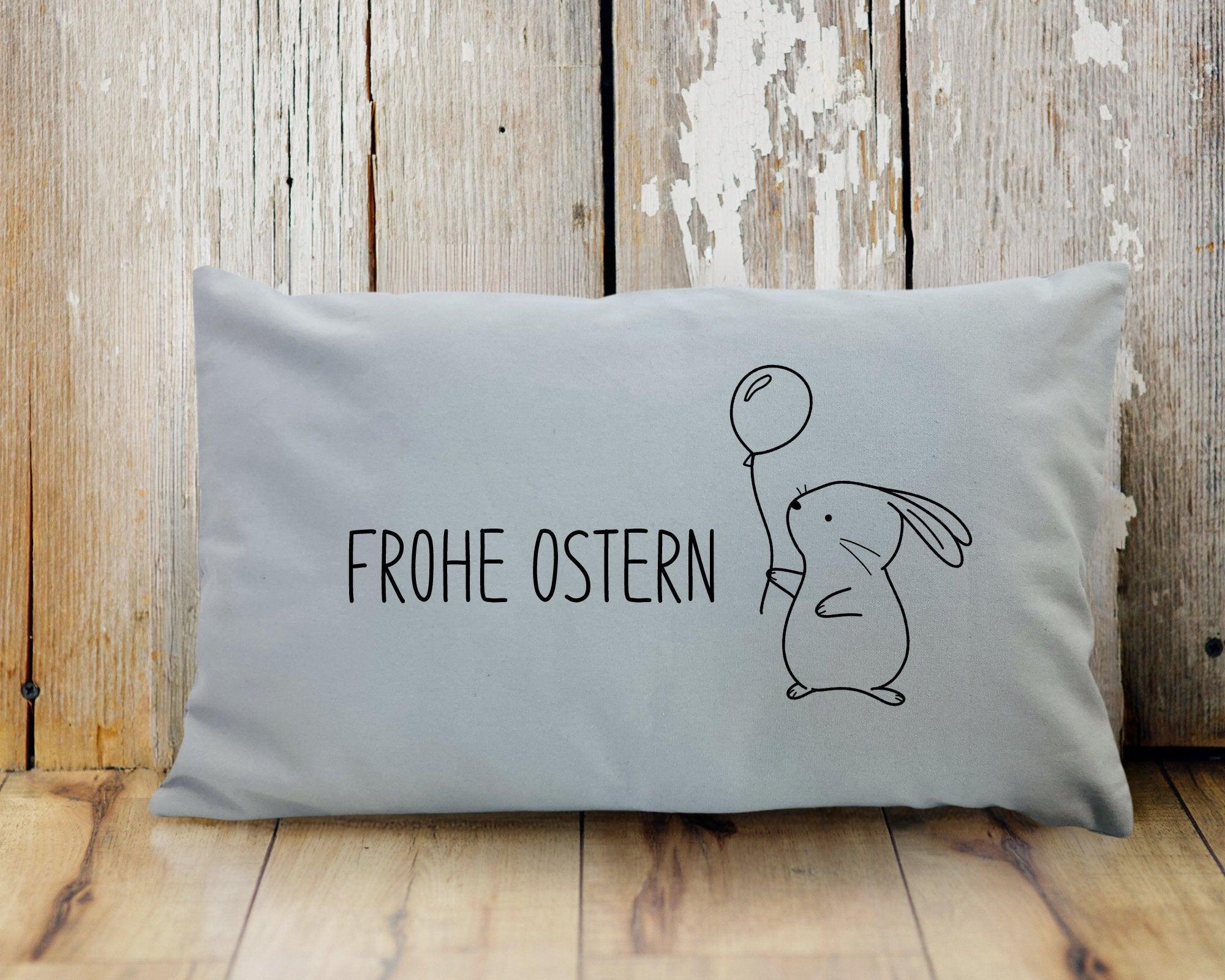 Kissen | Ostern | Kissenbezug Querformat | beige oder grau - Roo's Gift Shop